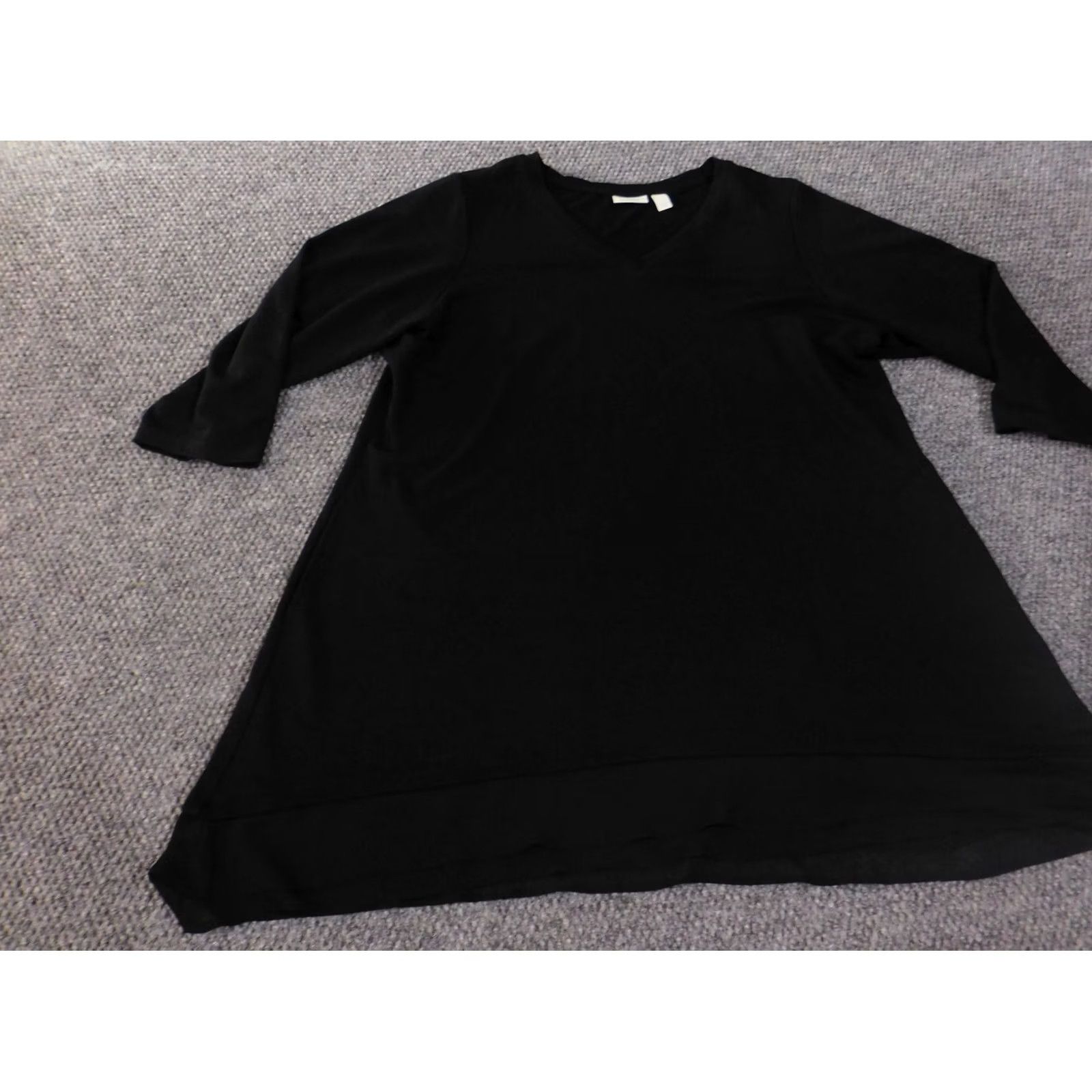 Vintage LOGO by Lori Goldstein Blouse Tunic 1X Womens Black V-Neck Pullover Stretch Knit Cotton Regular Sleeve 3/4 Vintage No Size XL / US 12-14 / IT 48-50 - 4 Thumbnail
