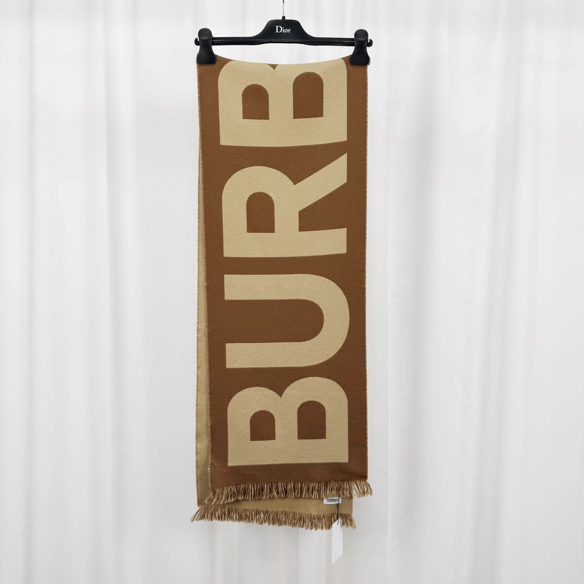 Burberry Camel Wool Scarf 34x183cm