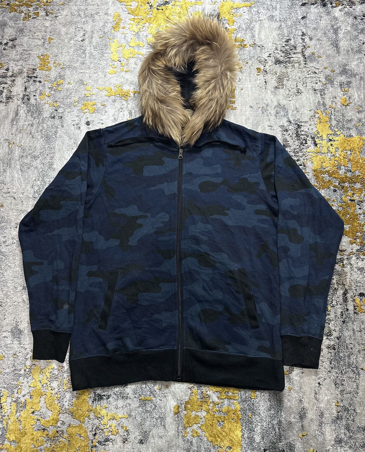 NAVY BLUE CAMO FUR ZIPHOODIE IFSIXWASNINE LGB STYLE