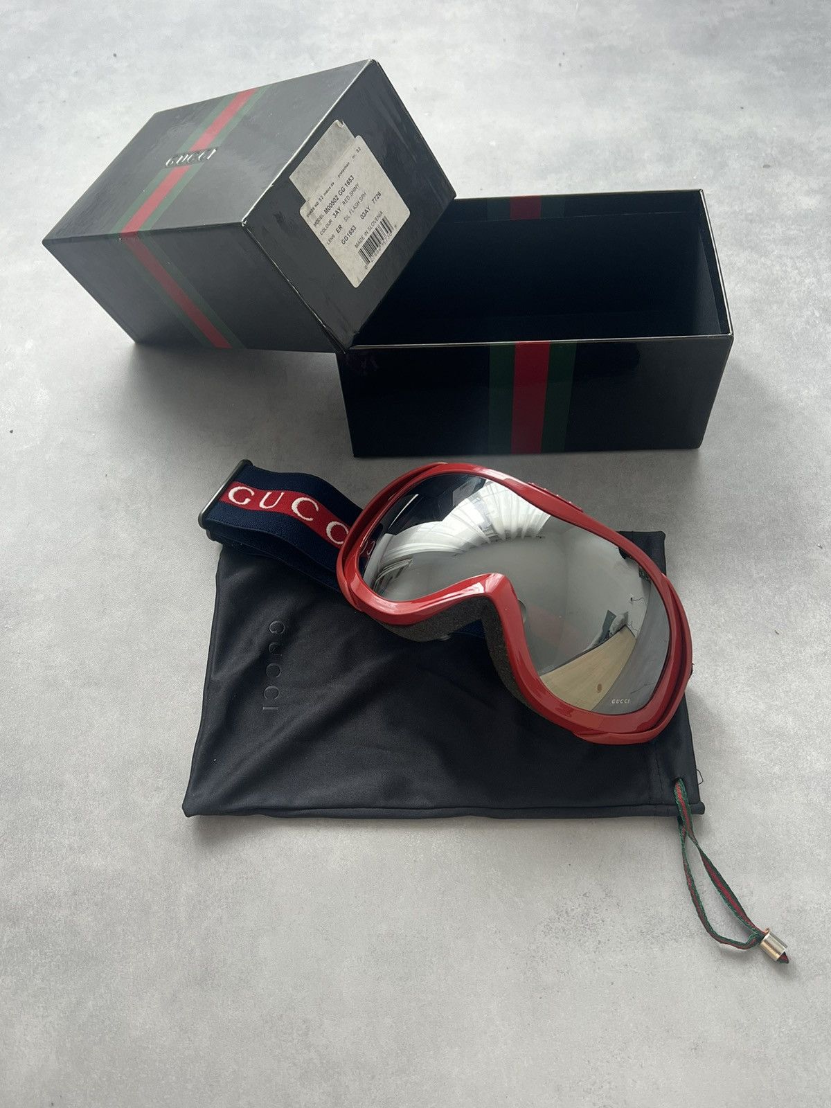 image of Gucci Ski Snowboard Goggles in Red Silver, Men's