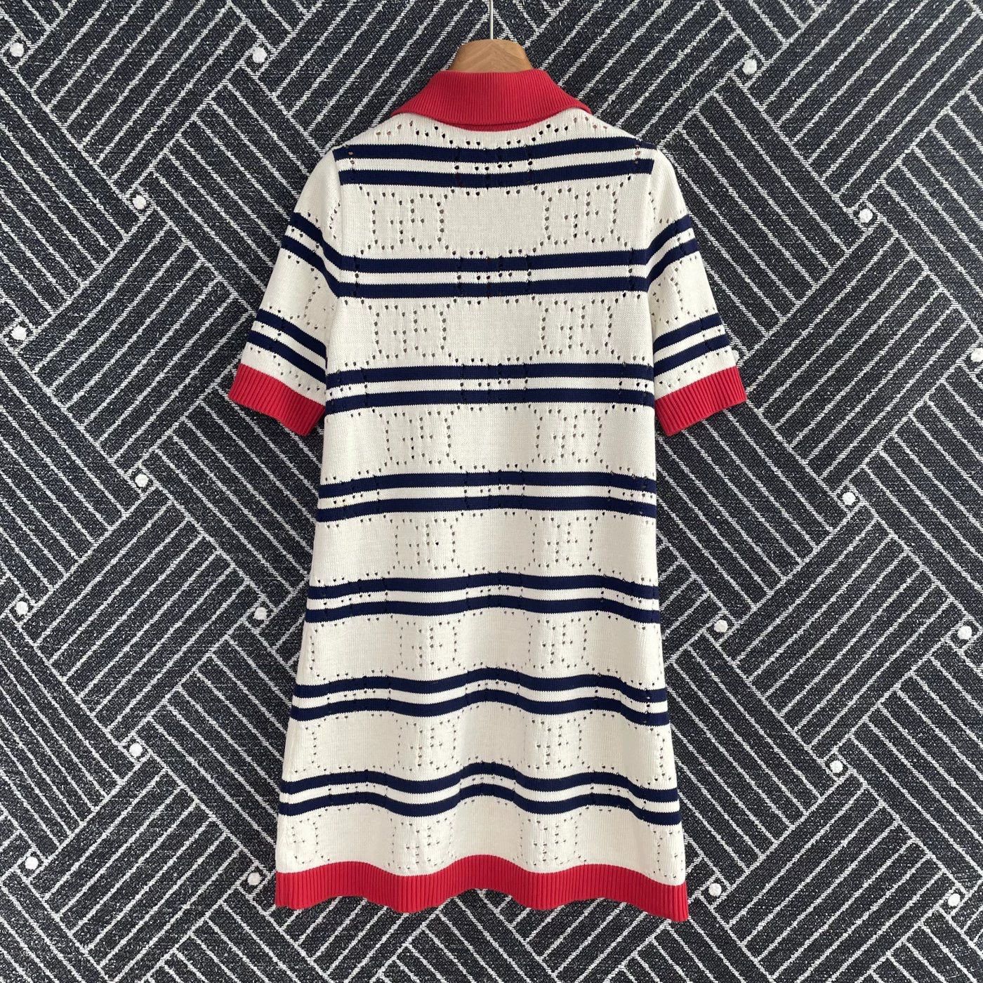 Gucci GUCCI SS22 Knit Stripe Polo Neck Short Dress Women's Ivory S Size S / US 4 / IT 40 - 2 Thumbnail