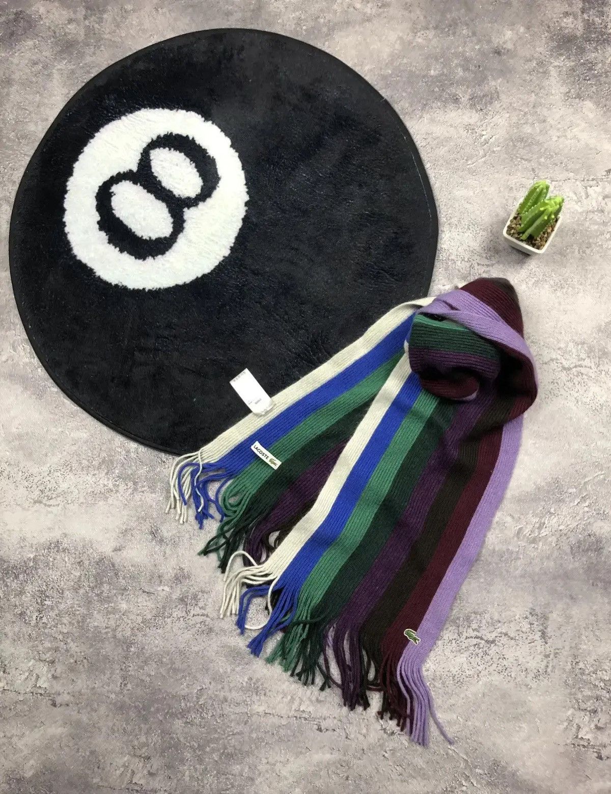 Lacoste LACOSTE Hype Multicolor Y2k Wool Knitted Scarf Streetwear Size ONE SIZE - 1 Thumbnail