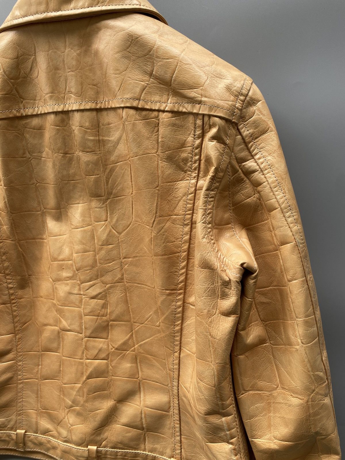 KEITAMARUYAMA 2000s Embossed Croc Effect - Leather Trucker Jacket Size S / US 4 / IT 40 - 13 Thumbnail