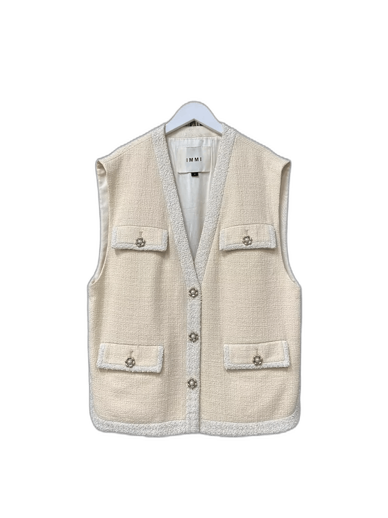 Immi Beige Vest with Pockets and Buttons