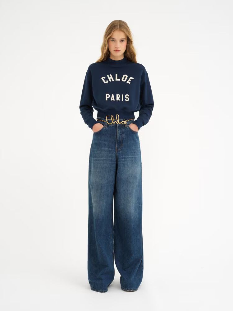 Chloe o1loc1c11125 Mockneck Logo Sweater in Blue Size M / US 6-8 / IT 42-44 - 2 Thumbnail
