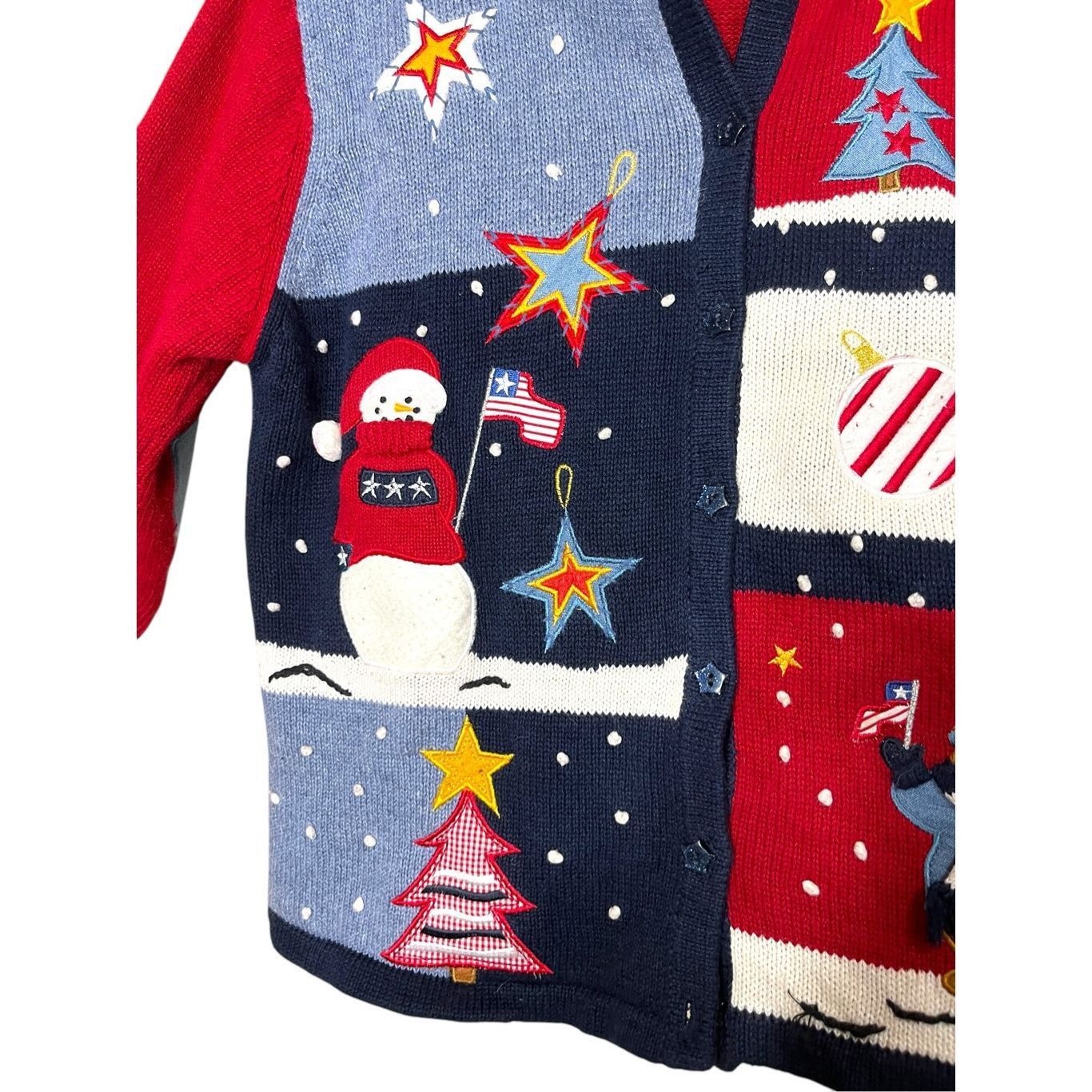 Other Vintage Karen Scott Patriotic Holidays Ugly Christmas Sweate Size S / US 4 / IT 40 - 4 Thumbnail