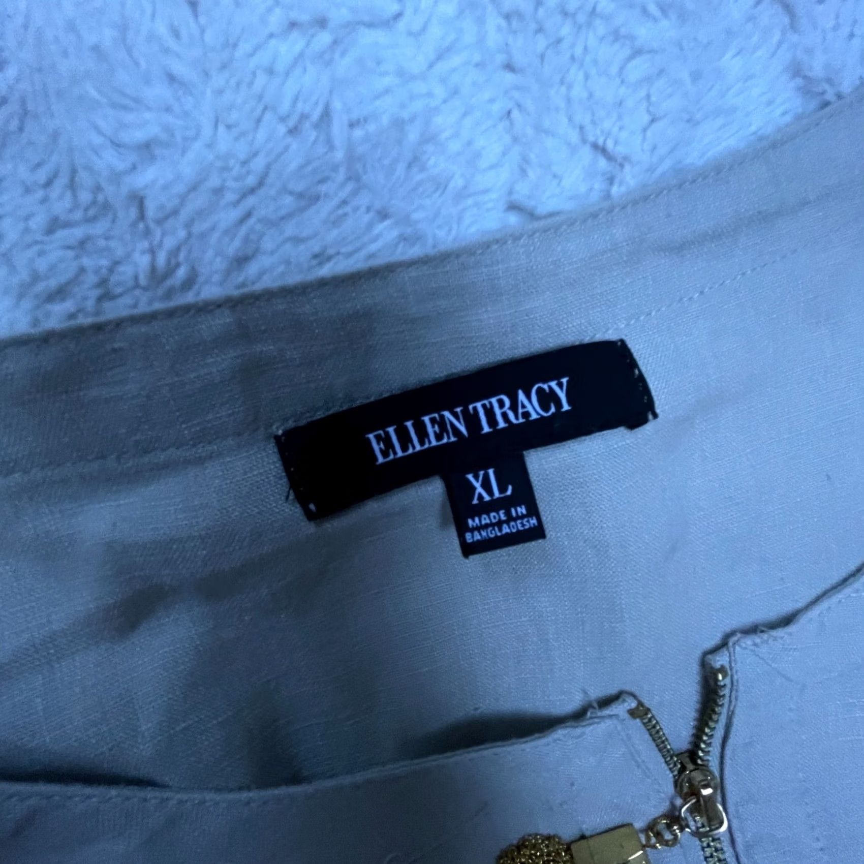 Ellen Tracy Ellen Tracy Womens Blouse Tunic 3/4 Sleeve Linen Zip Up XL Tan Casual Women's Size XL / US 12-14 / IT 48-50 - 3 Thumbnail