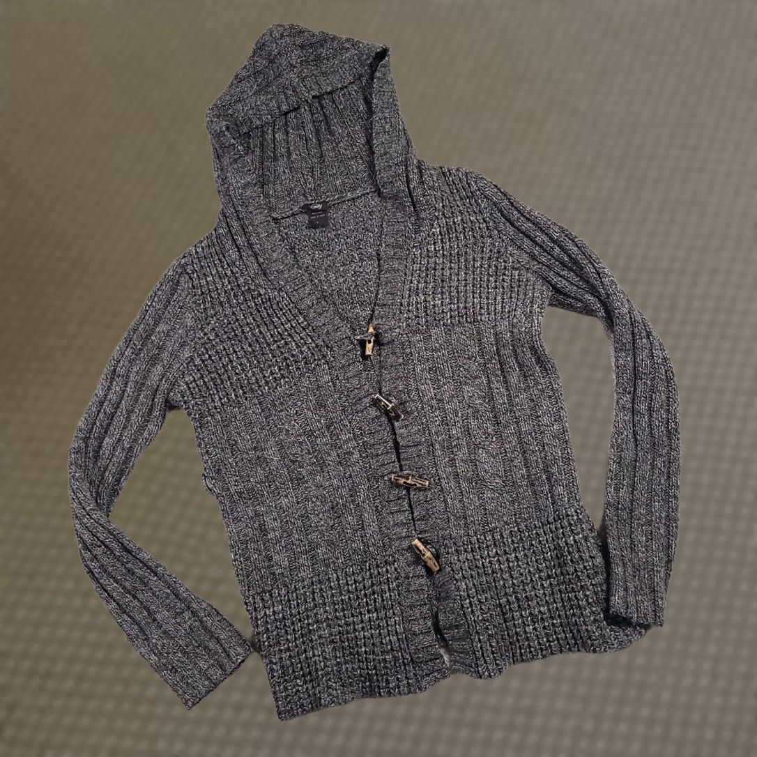 Vintage Vanity Cardigan Sweater Womens Large Gray Long Sleeve Loop Front Shirt Ladies Regular Knit Style Modern Classic Fall Winter Size L / US 10 / IT 46 - 1 Thumbnail