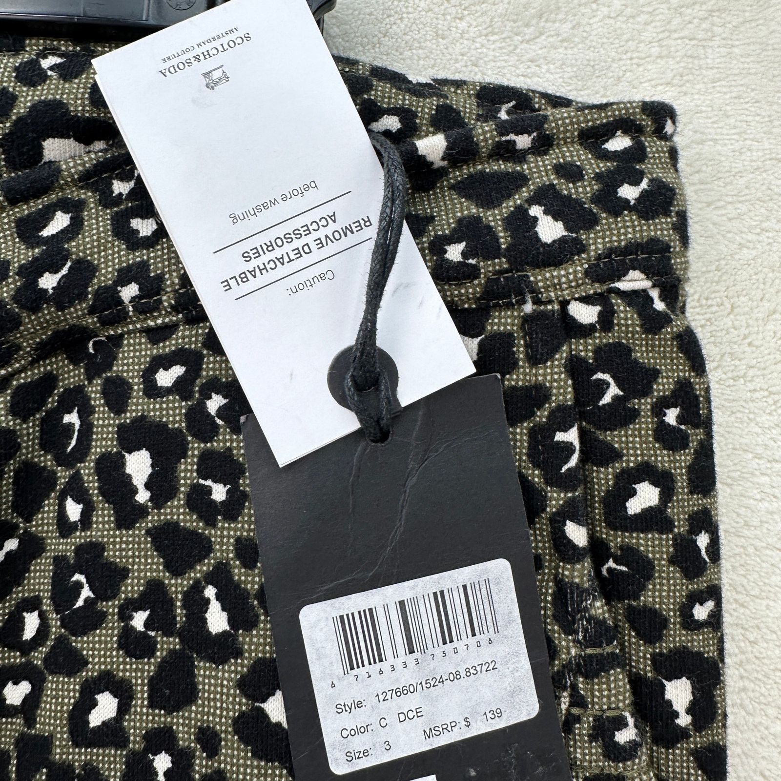 Scotch & Soda SCOTCH & SODA WOMEN'S SIZE 3 OLIVE GREEN LEOPARD PRINT TROE Size 32" / US 10 / IT 46 - 5 Thumbnail