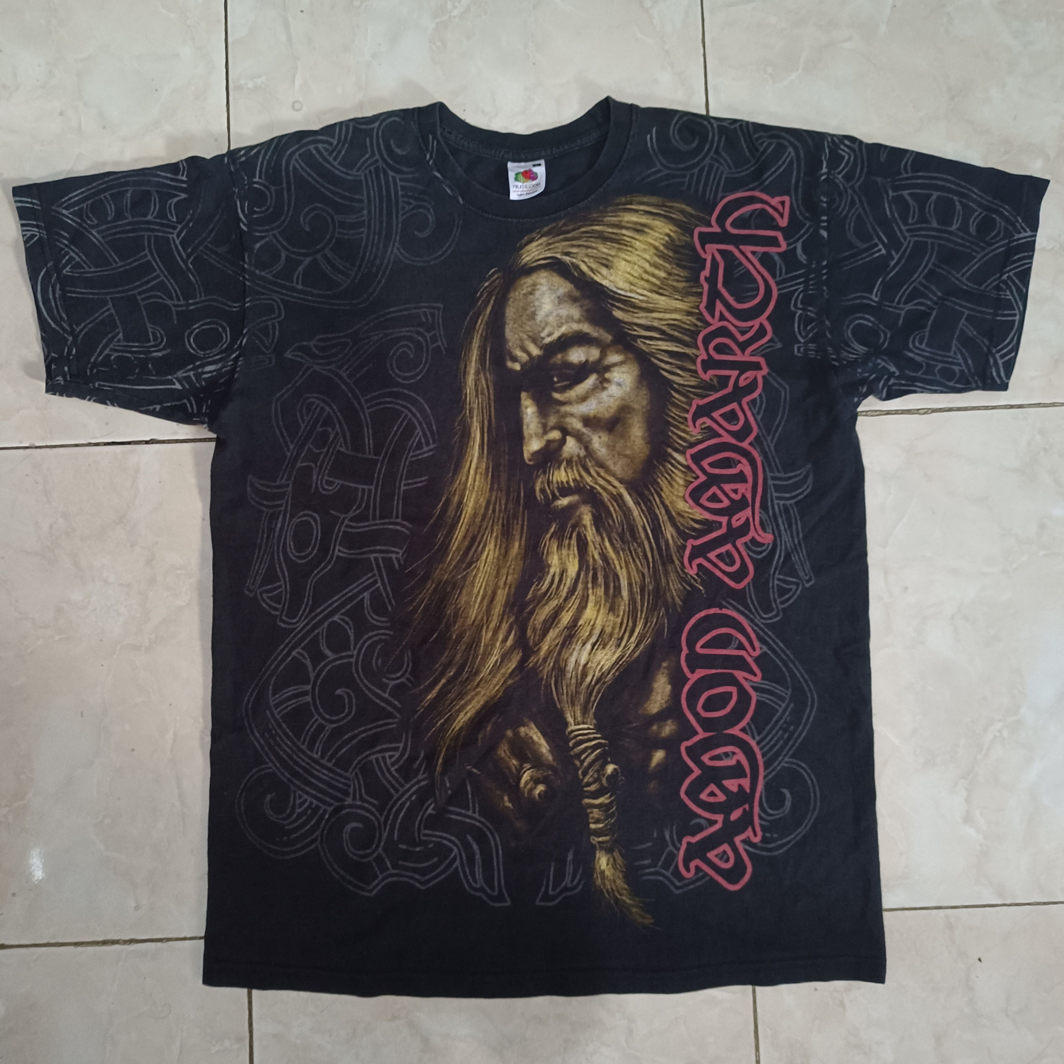 image of Band Tees x Tee T Shirt Amon Amarth Guardian Of Asgard Aop in Black, Men's (Size Large)
