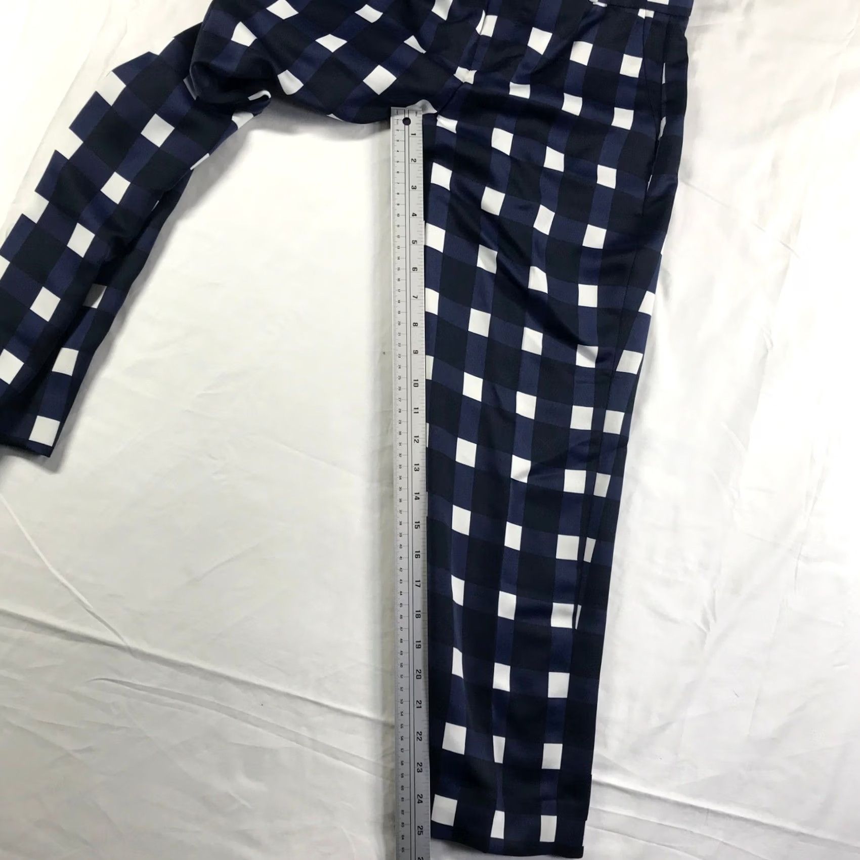 Banana Republic Banana Republic Avery Pants Petite 2 Slim Navy Blue White Gingham Check Ankle Size 26" / US 2 / IT 38 - 4 Thumbnail