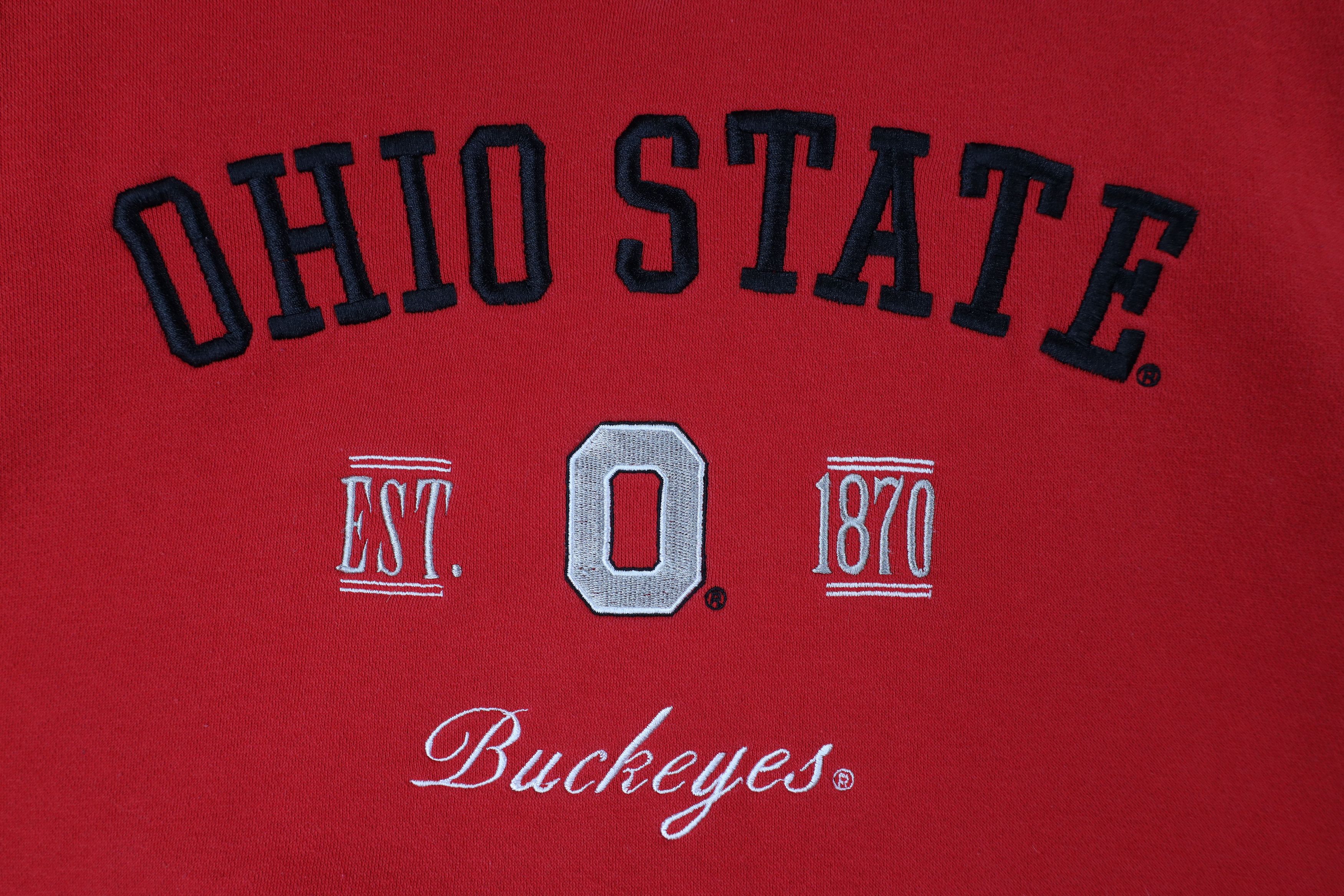 Vintage Vintage 90s Ohio State University V-Neck Sweatshirt Red Size US L / EU 52-54 / 3 - 4 Thumbnail