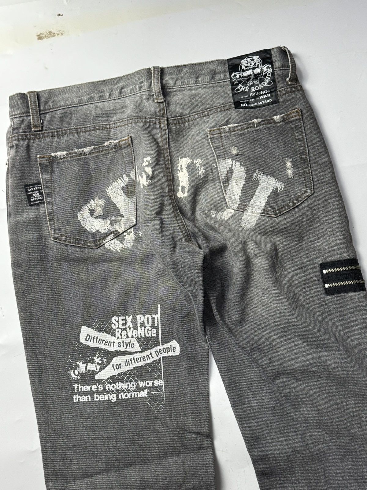 Hysteric Glamour × If Six Was Nine × Japanese Brand Sex Pot Revenge Distressed Punk Patch Denim Pants Size US 30 / EU 46 - 4 Thumbnail