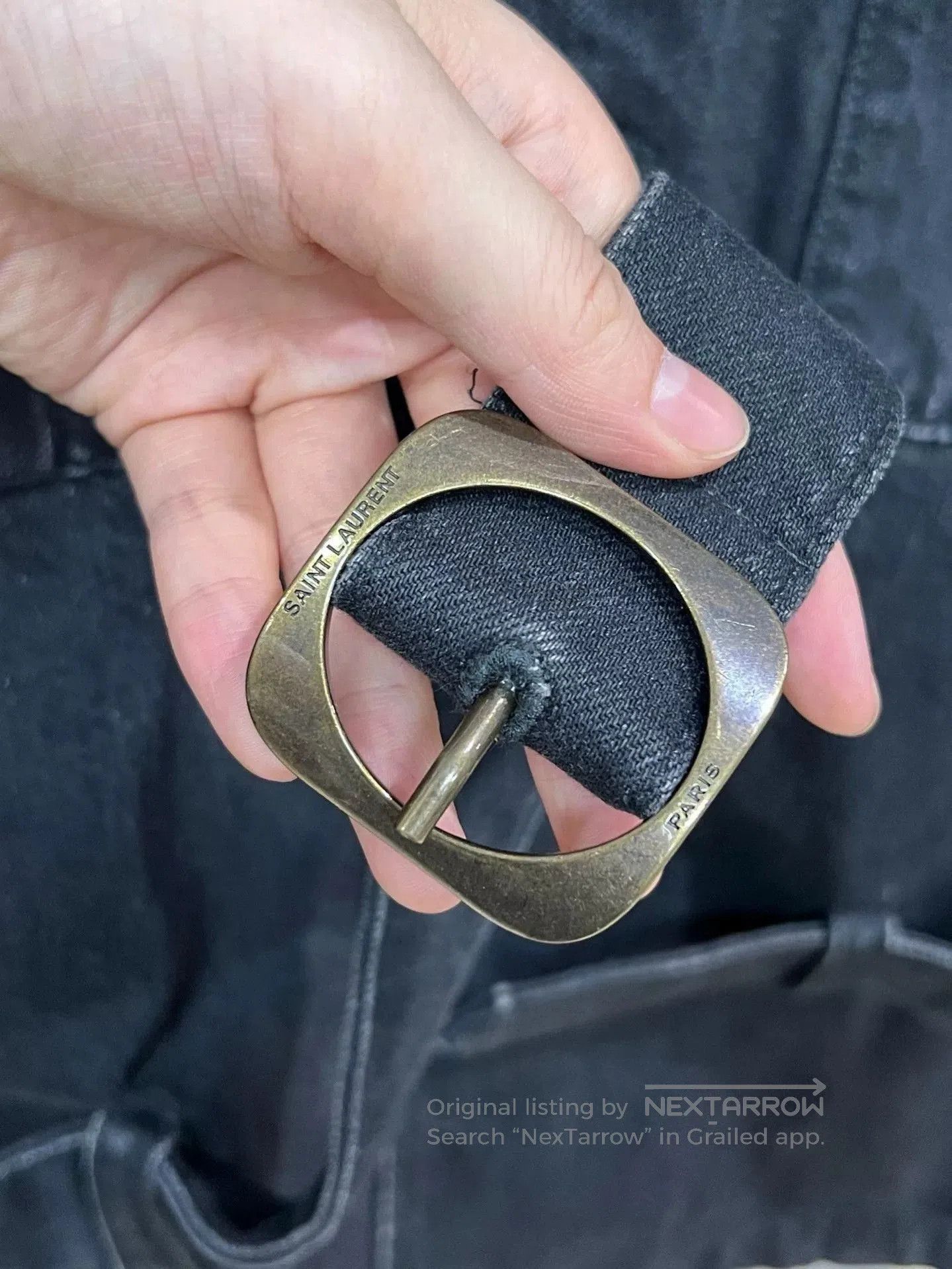 Saint Laurent Paris Saint Laurent Washed Black Belted Denim Jacket. Size US M / EU 48-50 / 2 - 3 Thumbnail