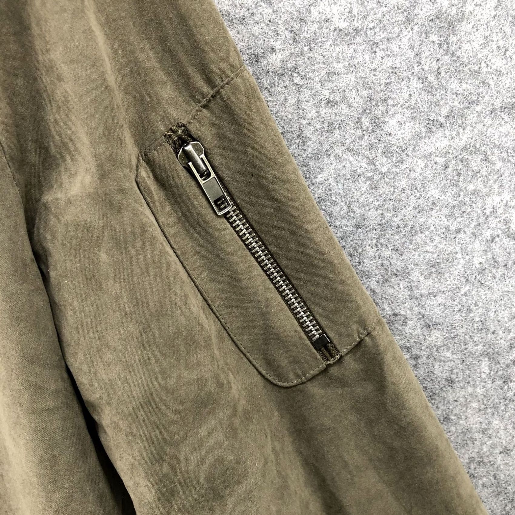 Olive Be Cool Bomber Jacket Mens L Olive Green Lightweight Faux Suede Utility Outdoor Jacket Size US L / EU 52-54 / 3 - 7 Thumbnail
