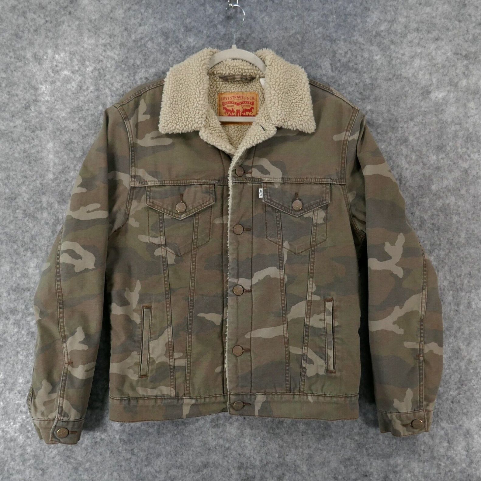 Levi s Levi s Jacket Boys Medium Sherpa Lined Camouflage Button Up Trucker Grailed