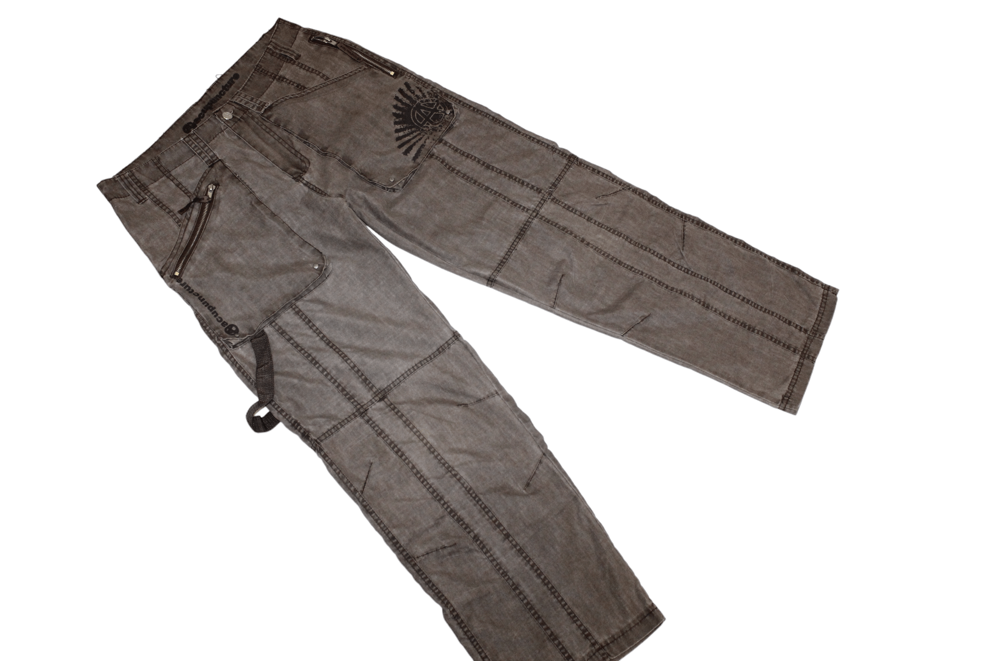 Acupuncture 🔥Acupuncture "Anarchy" Patch Pocket Cargo Parachute Pants Size US 34 / EU 50 - 3 Thumbnail