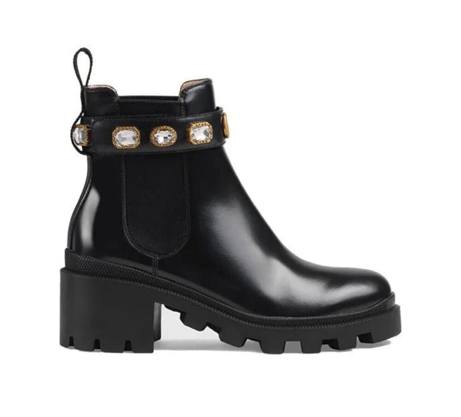 Gucci GG Crystal Belt Ankle Boots SIZE 38