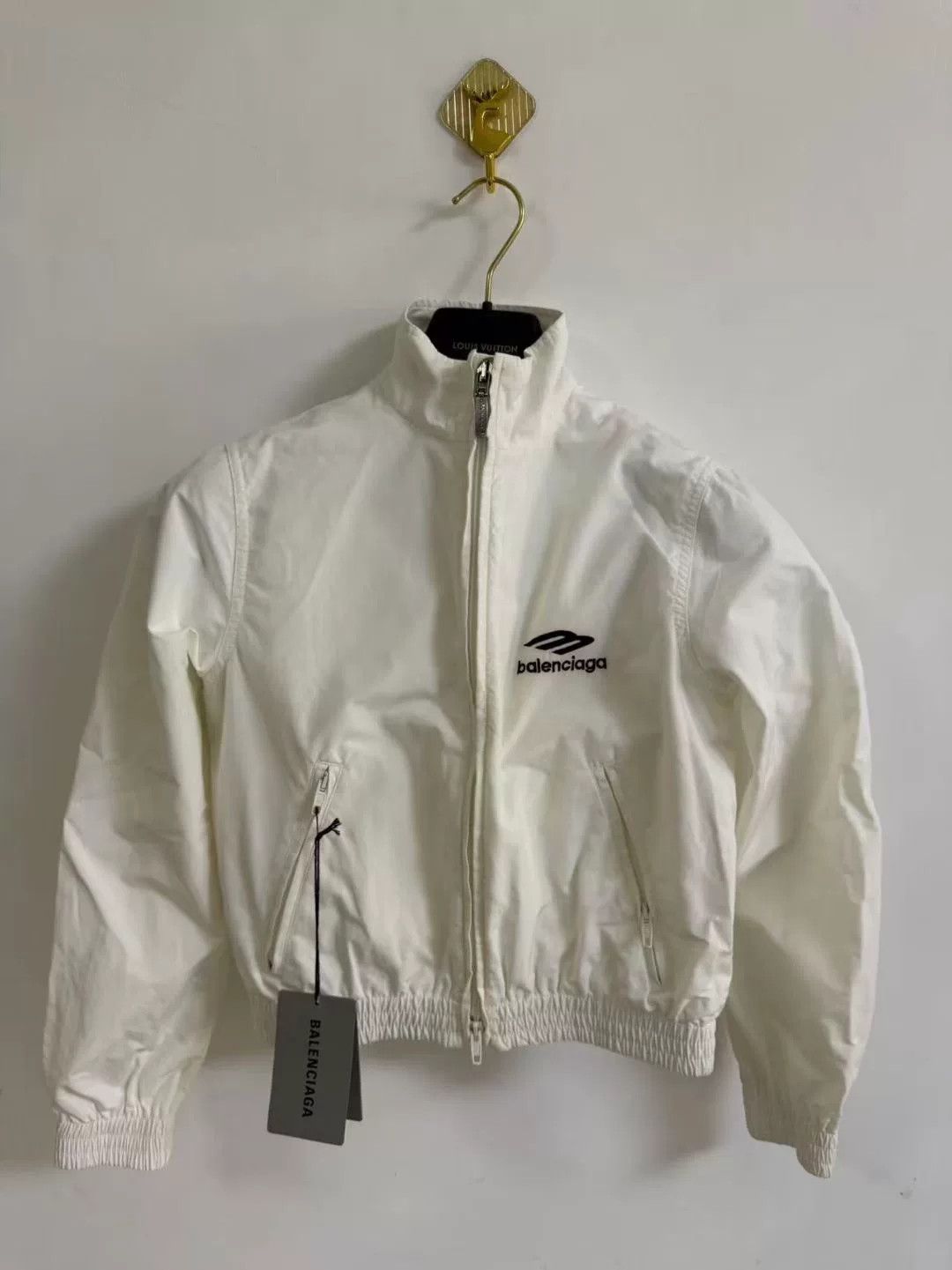 Balenciaga short white jacket with embroidered logo Size US S / EU 44-46 / 1 - 1 Thumbnail