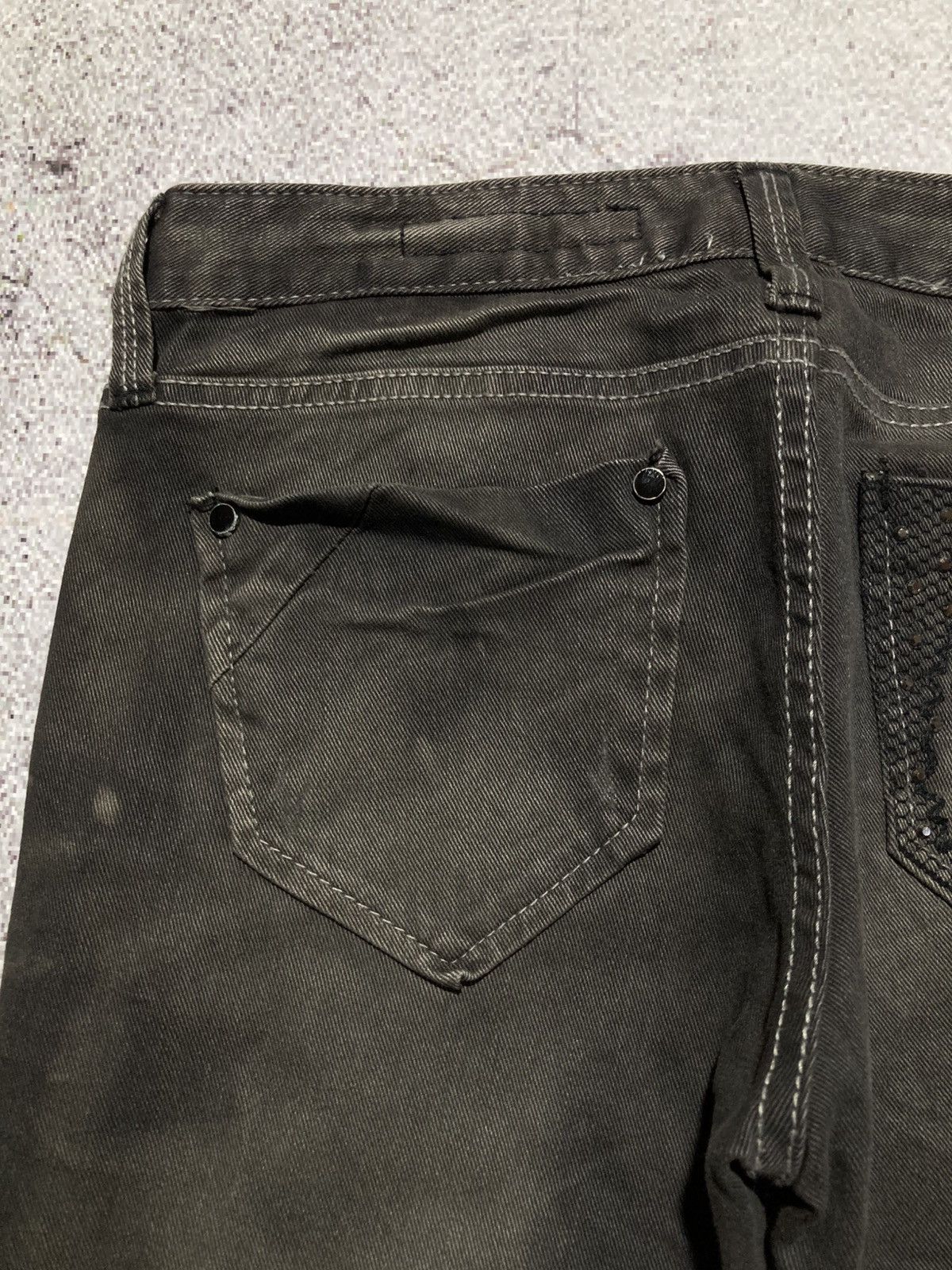 Japanese Brand 2000s Crown Denim Ripped Clawmark Denim Jeans Punk Gothic Size US 27 - 6 Thumbnail