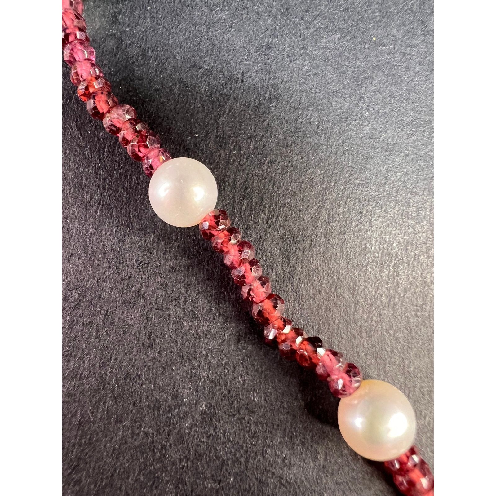 Other 14k gold garnet and pearl station necklace 18 inches Size ONE SIZE - 10 Thumbnail