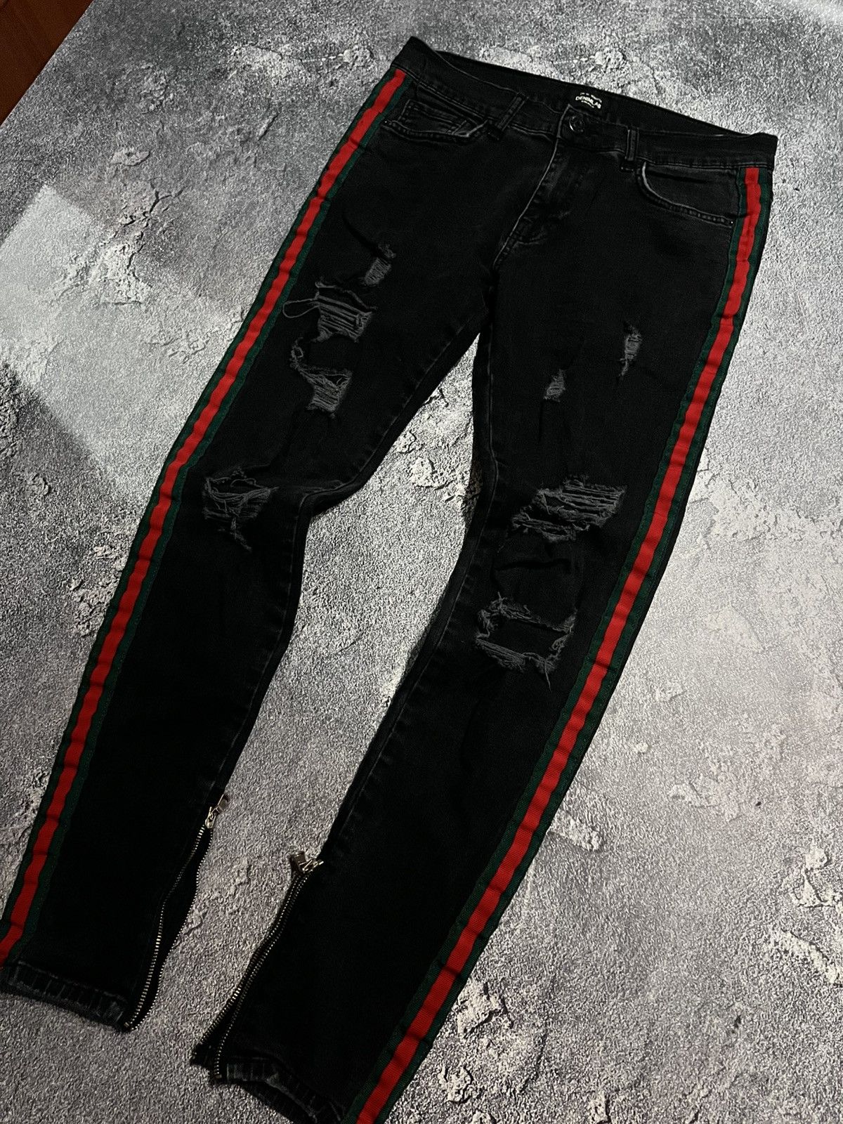 Japanese Brand CRAZY Vintage Slim Fit Drip Jean - Archive Y2K Avan Grunge Size US 29 - 3 Thumbnail
