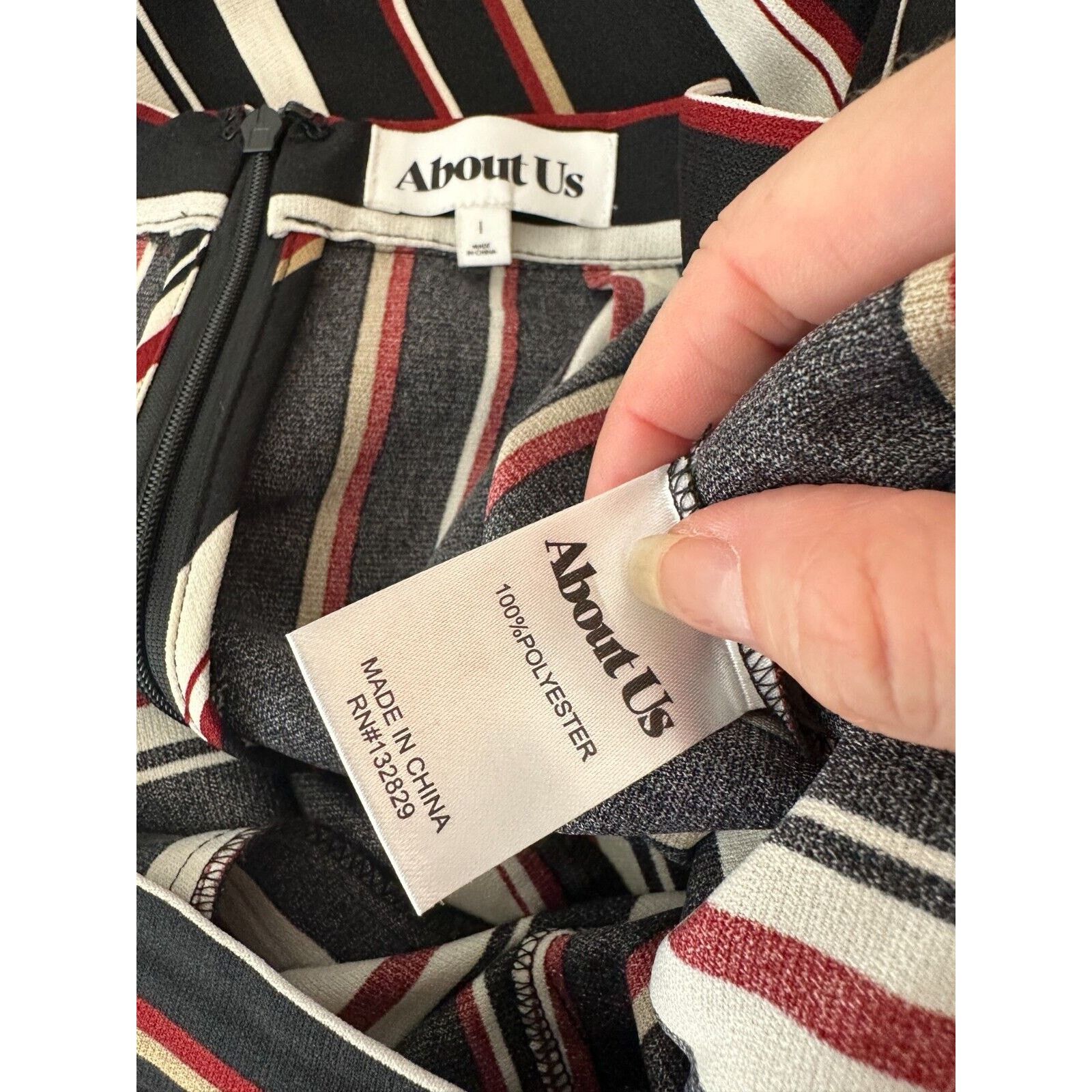 Other About Us Lenny Stripe Pants Flare Trousers Back Zip Pockets Size 36" / US 14 / IT 50 - 8 Thumbnail