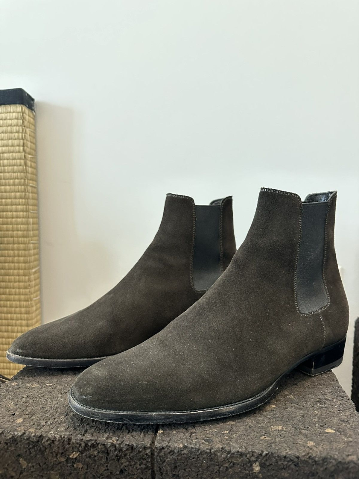 Saint Laurent Paris Dark Green Suede Chelseas Size US 8 / EU 41 - 1 Thumbnail