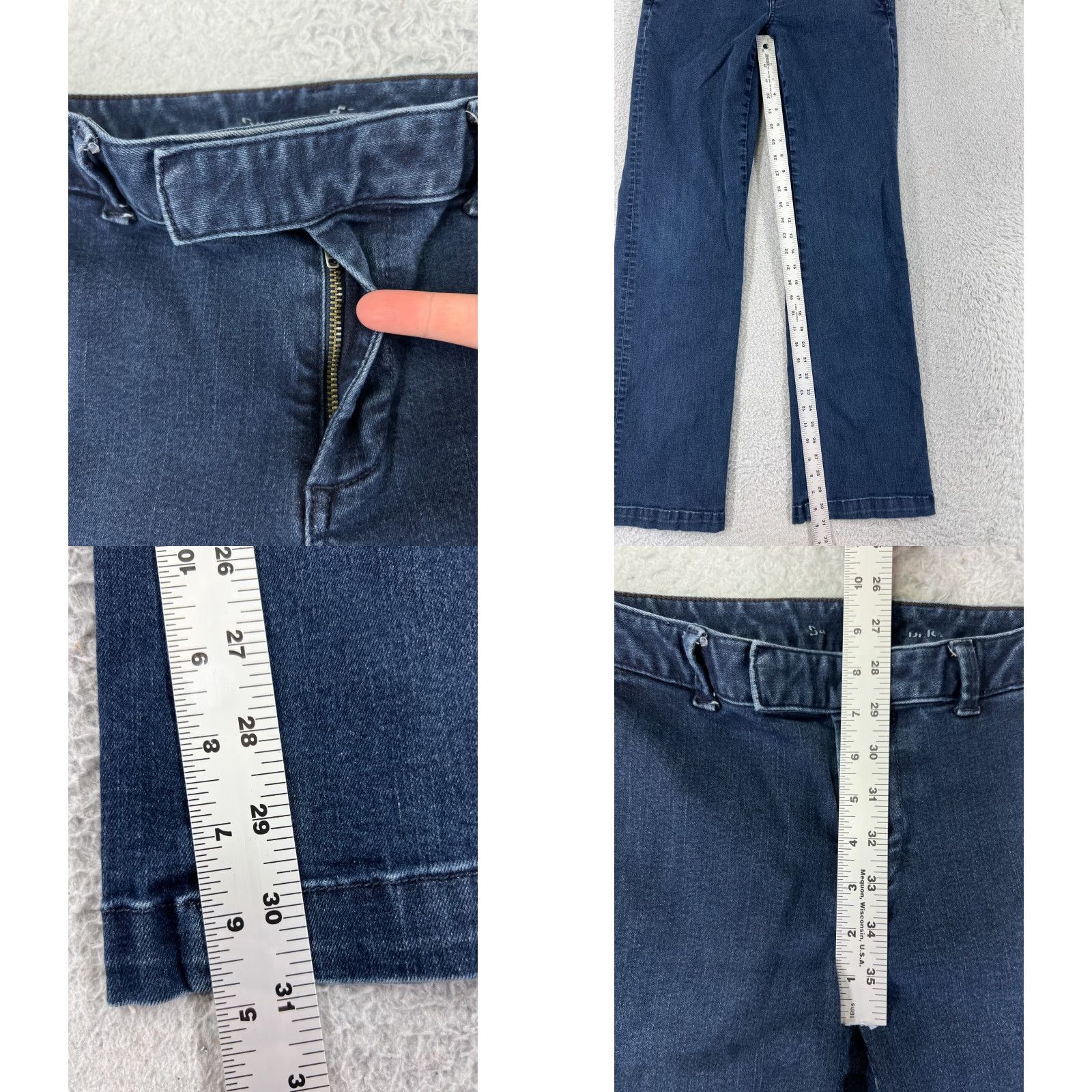 Vintage Pants Womens Jeans Blue Denim Stretch Low Rise 27x31 28 5-Pocket Design Flared Cotton Blend Regular 31 Inseam Size 28" / US 6 / IT 42 - 8 Thumbnail