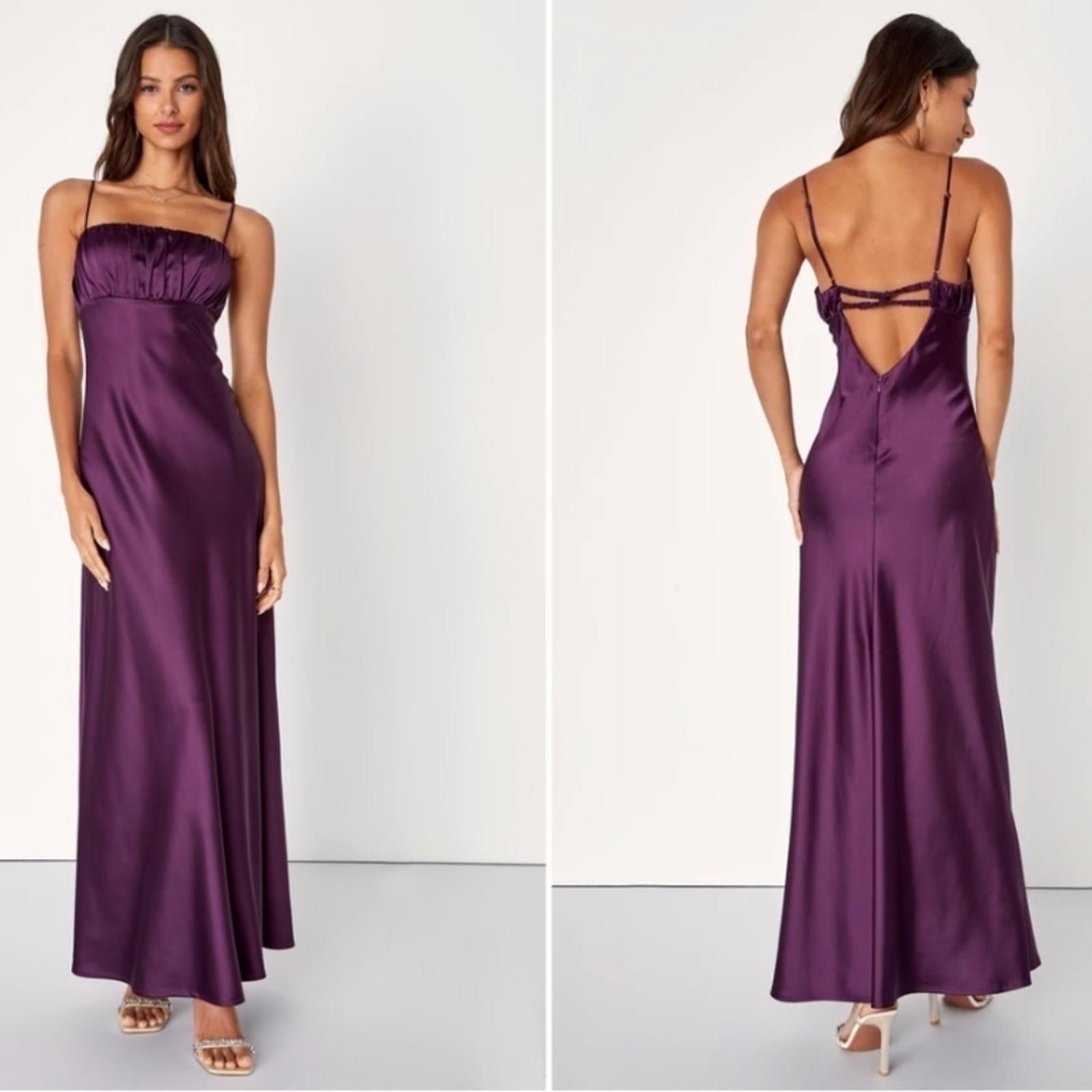 Lulus LULU's Elegant Sexy Prom Wedding Bridesmaid Satin Maxi Size XL / US 12-14 / IT 48-50 - 1 Thumbnail