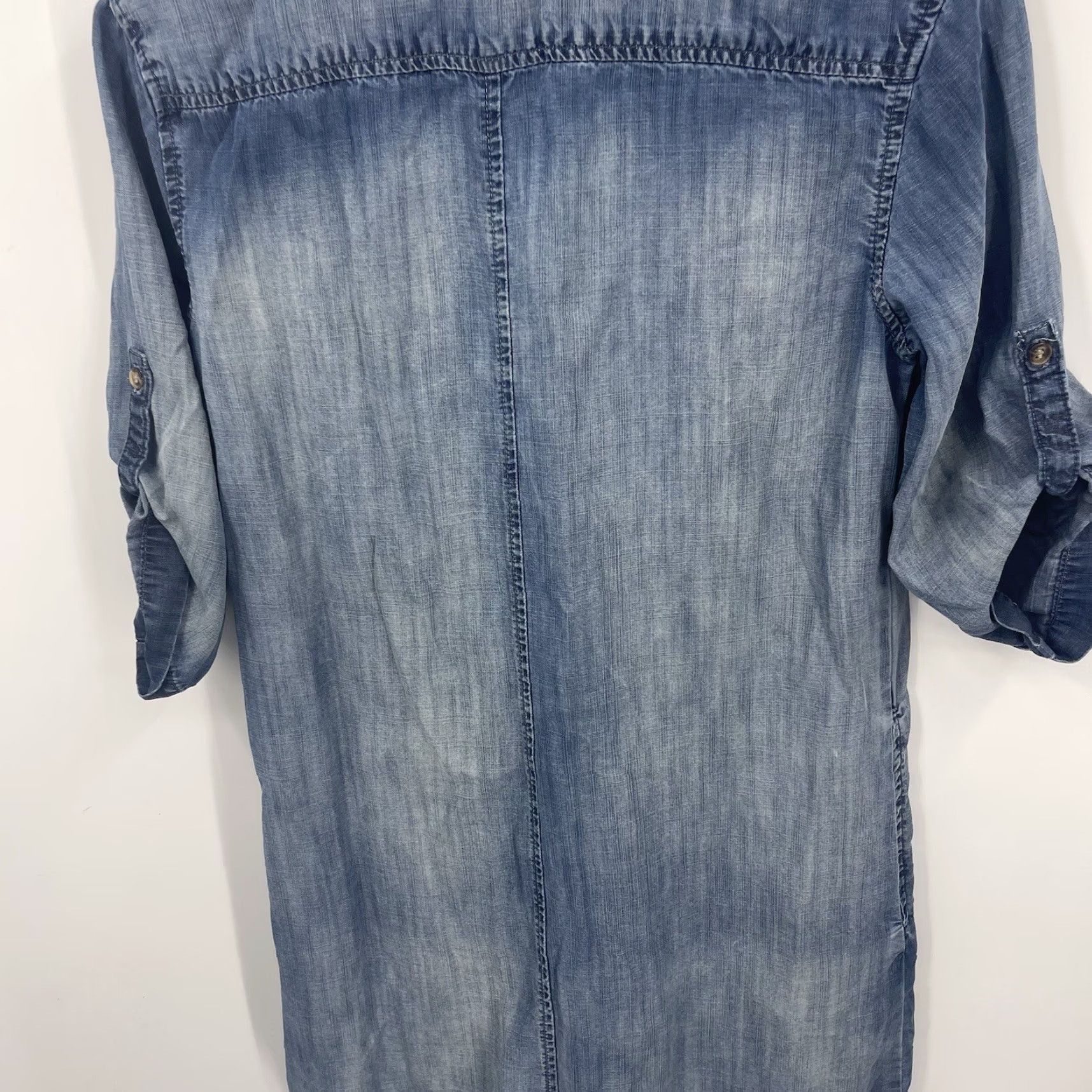 Bella Dahl Bella Dahl Shirt Dress Womens XS Blue Chambray Tencel Roll Tab Sleeve Short Bohemian, Classic, Casual Womens XS Shirt Dress Size XS / US 0-2 / IT 36-38 - 3 Thumbnail