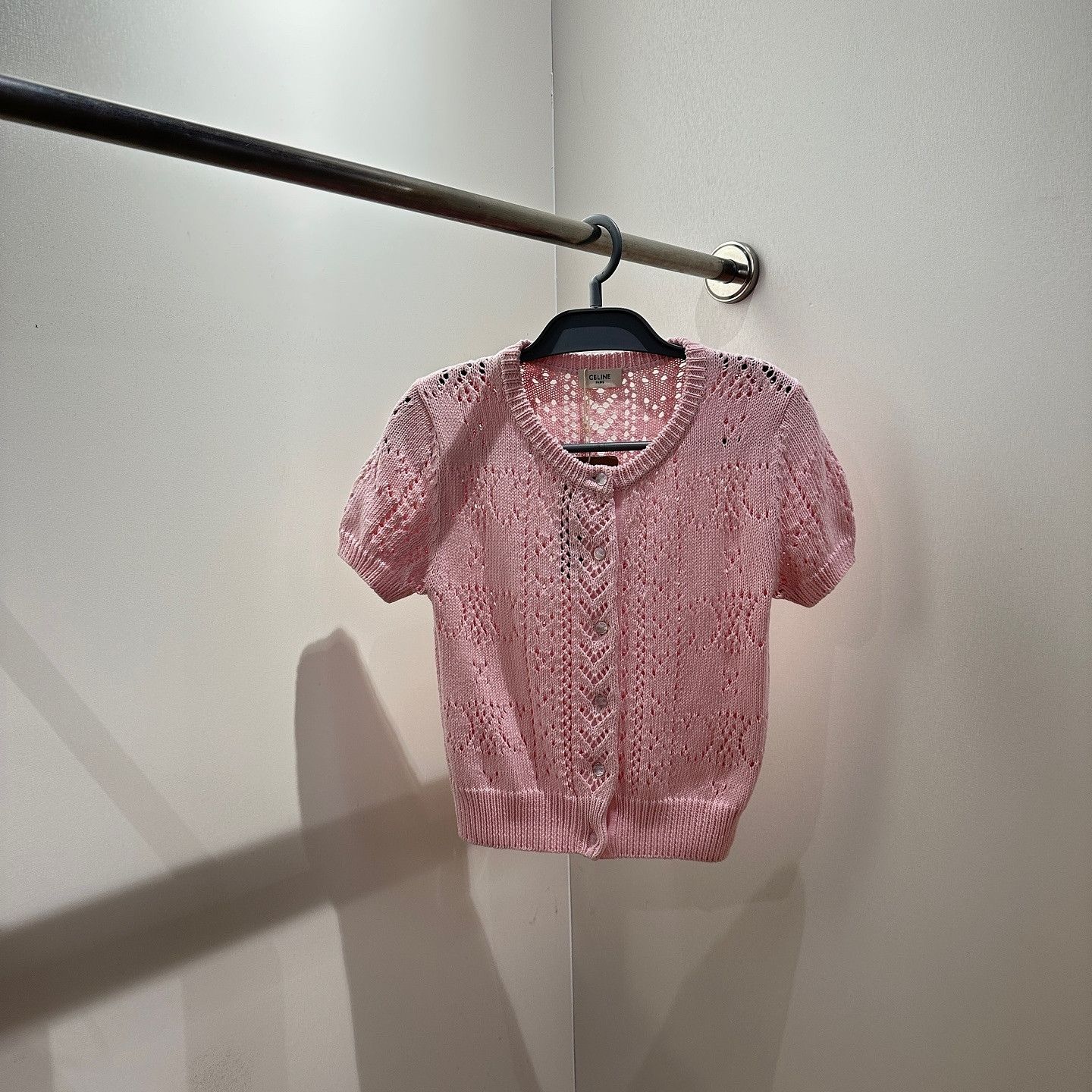Celine Celine Triomphe Button Knit Short Sleeve Sweater Size XS Size XS / US 0-2 / IT 36-38 - 1 Thumbnail