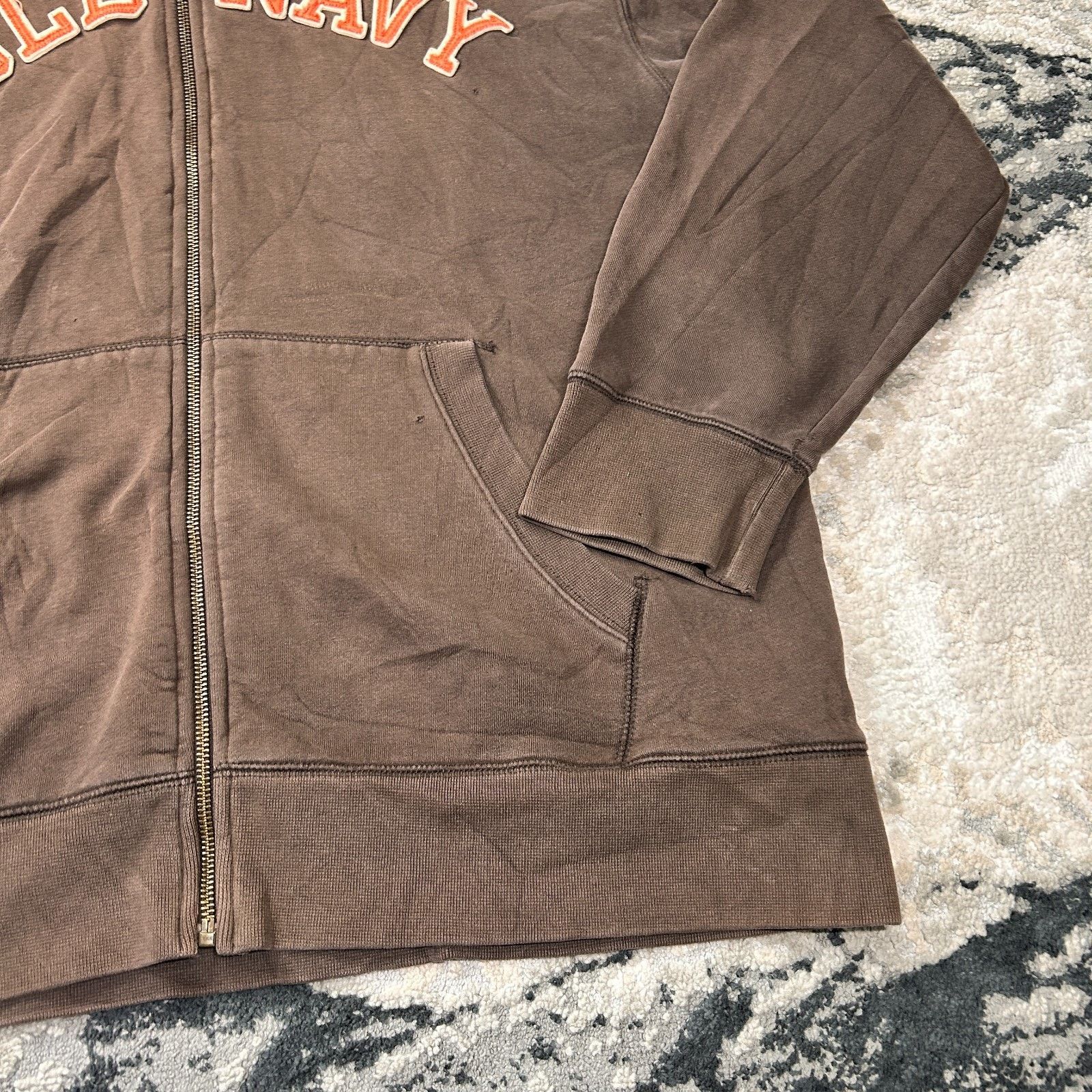 Old Navy Old Navy Y2k Hoodie Mens 2XL Brown Embroidered Logo Fleece Size US XXL / EU 58 / 5 - 5 Thumbnail