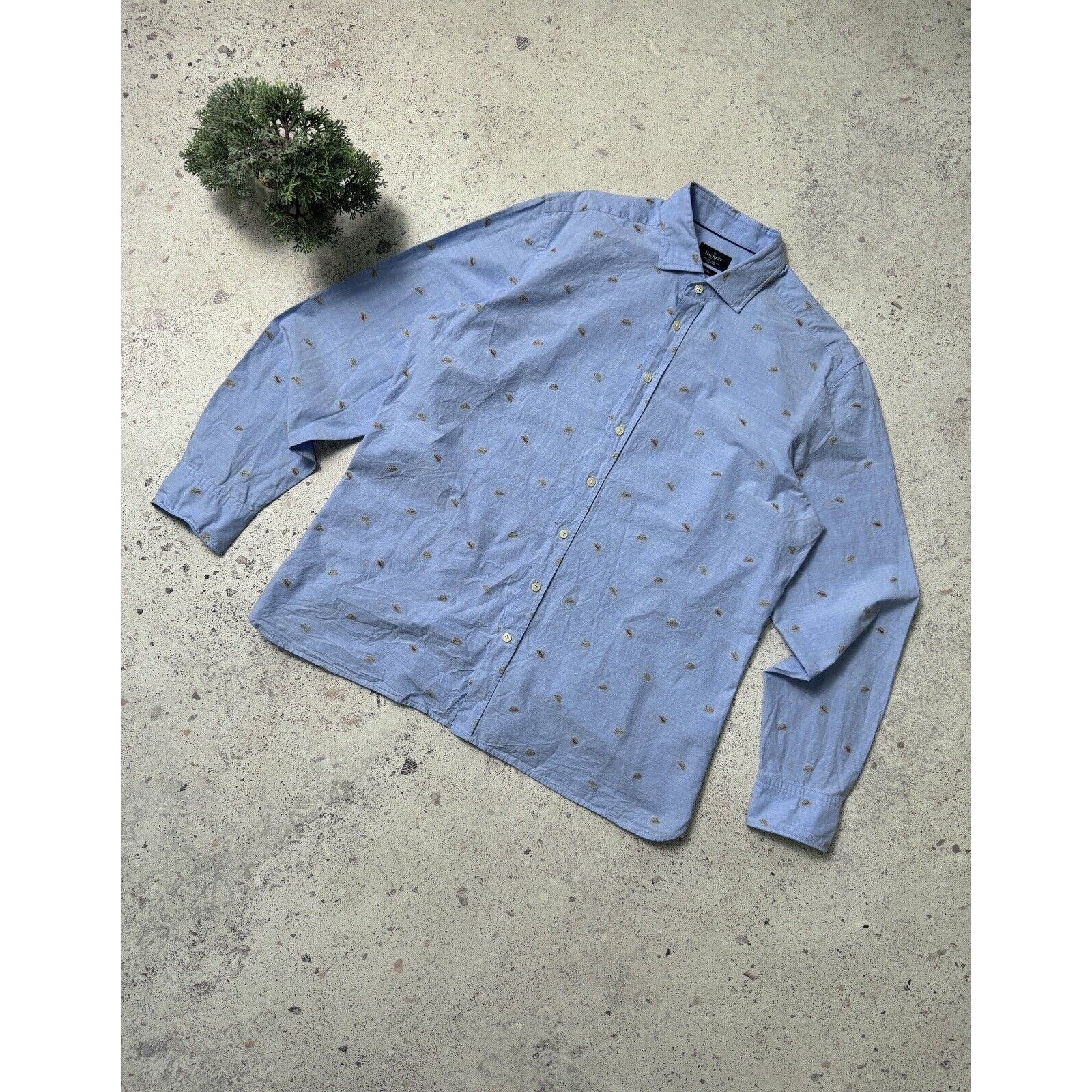 Hackett Hackett London Men Blue Hat Pattern Button Up Shirt Size XXL Size US XXL / EU 58 / 5 - 1 Thumbnail