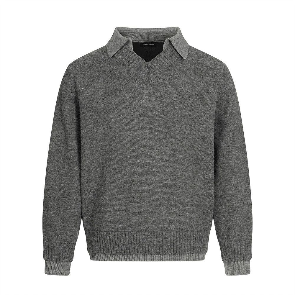 Men's knitted casual patchwork lapel sweater