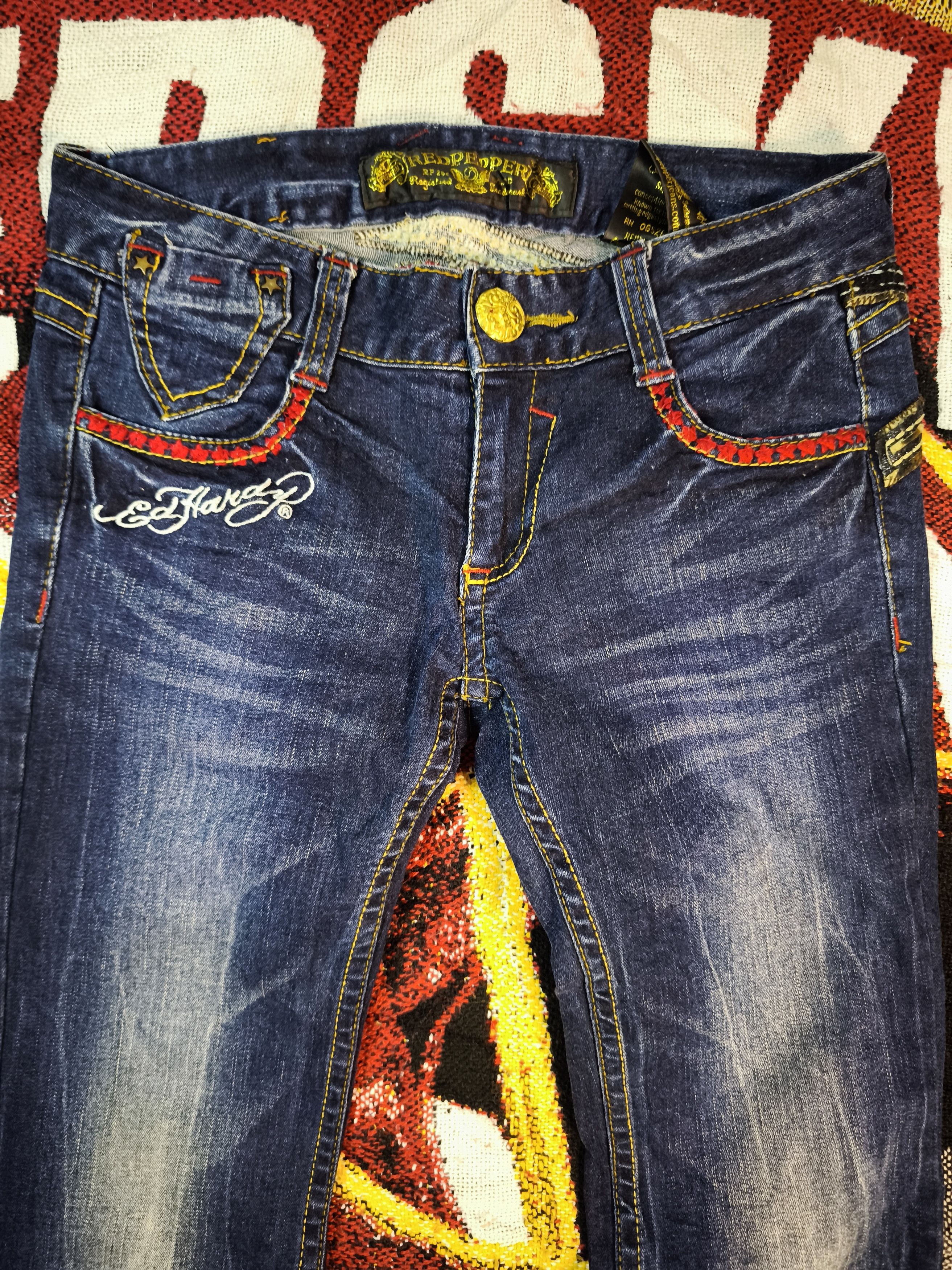 Ed Hardy Rare Piece!! Ed Hardy x Dr Pepper Embroidered Jeans Size US 31 - 8 Thumbnail