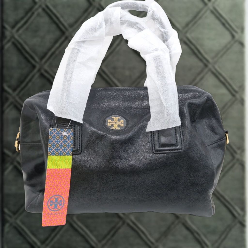 Tory Burch City Satchel New Purse Handbag Black Leather Logo Crossbody $450 in White, Women's