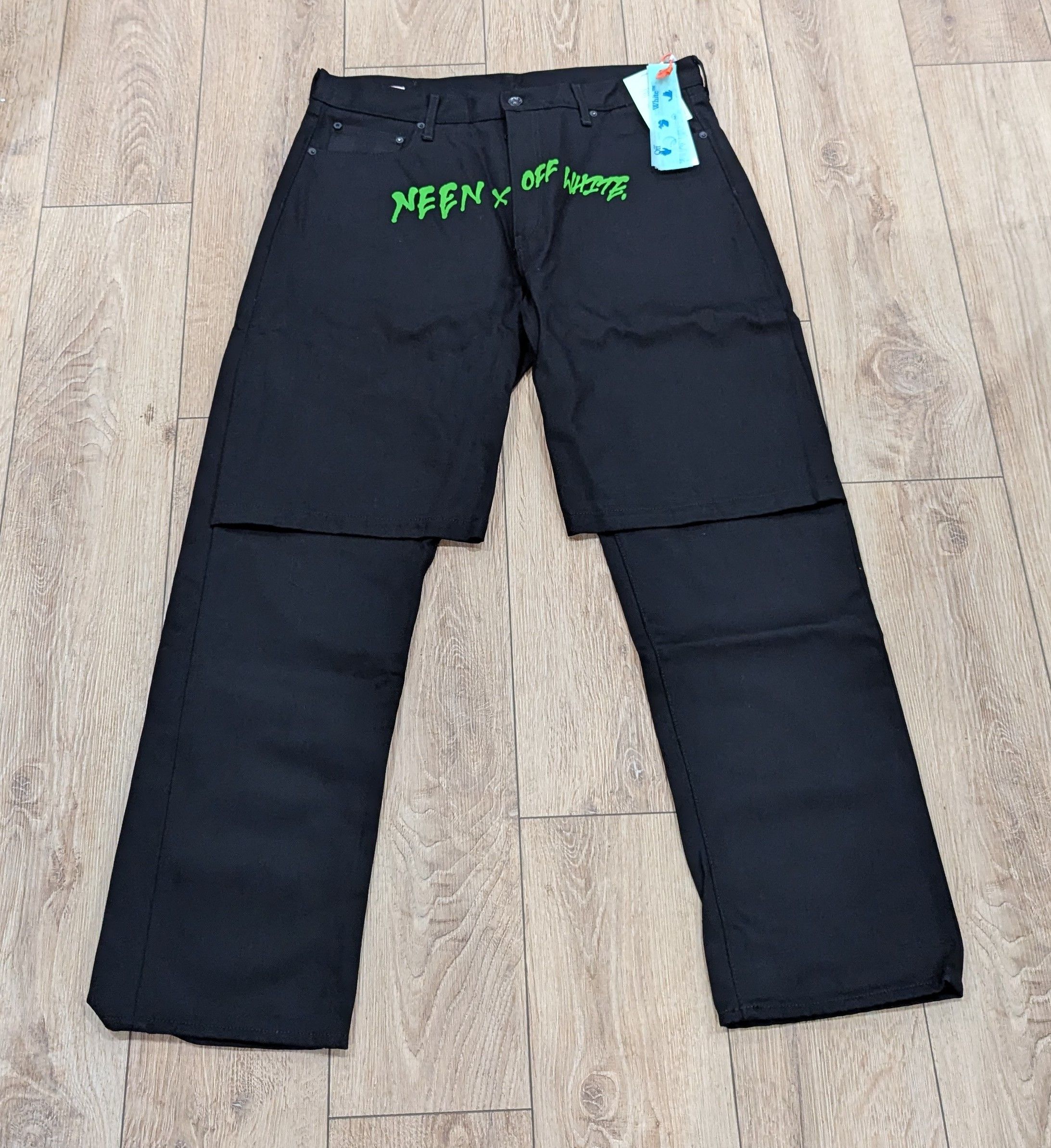 Off-White OFF-WHITE x NEEN Double Skate Jeans Black/Green 31 Size US 31 - 1 Thumbnail
