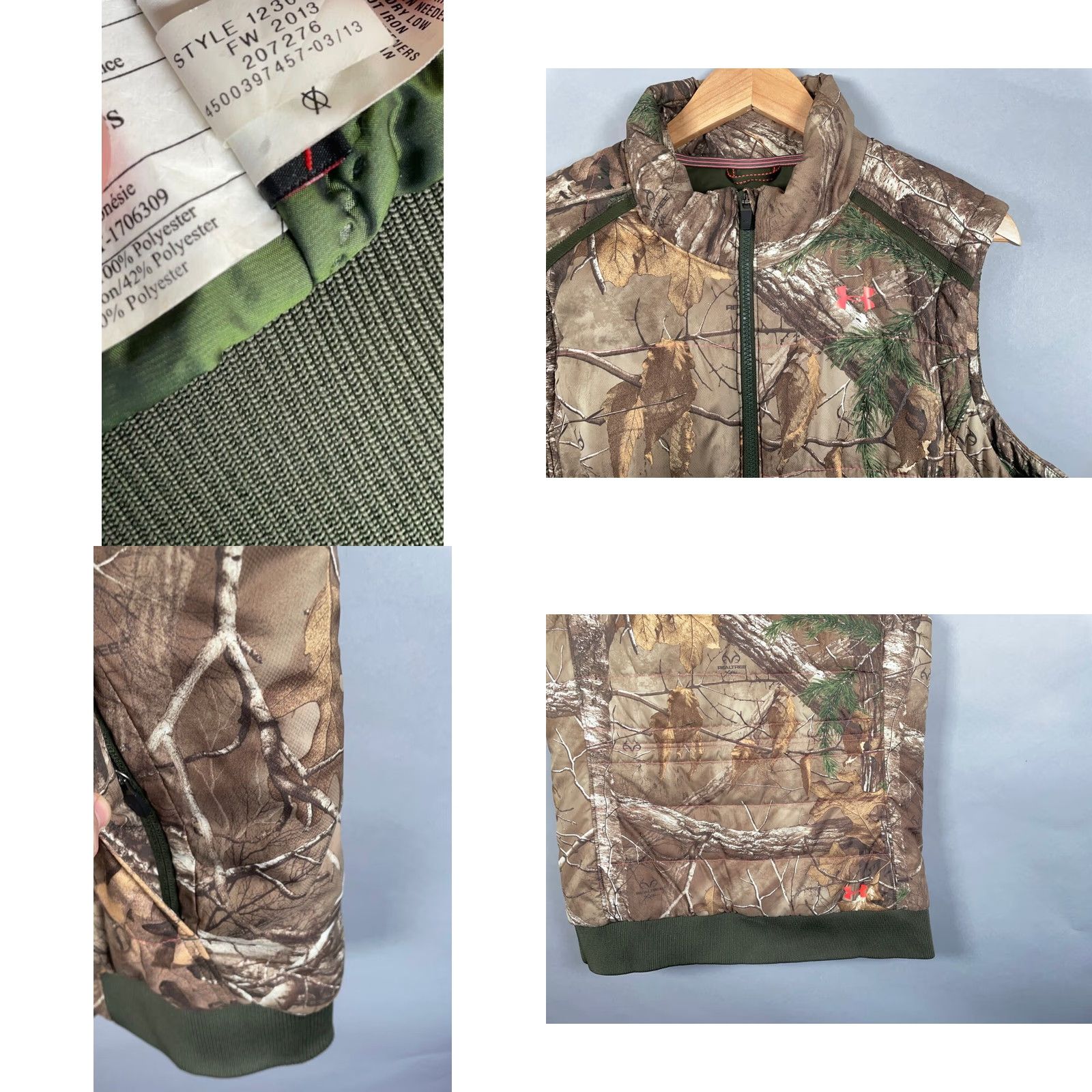 Under Armour Under Armour Camouflage Vest Women's XL Brown 90s Puffer Jacket Stand-Up Collar Zip Full Zip Insulated Lined Pockets Camouflage Nylon-Polyester Size XL / US 12-14 / IT 48-50 - 9 Thumbnail