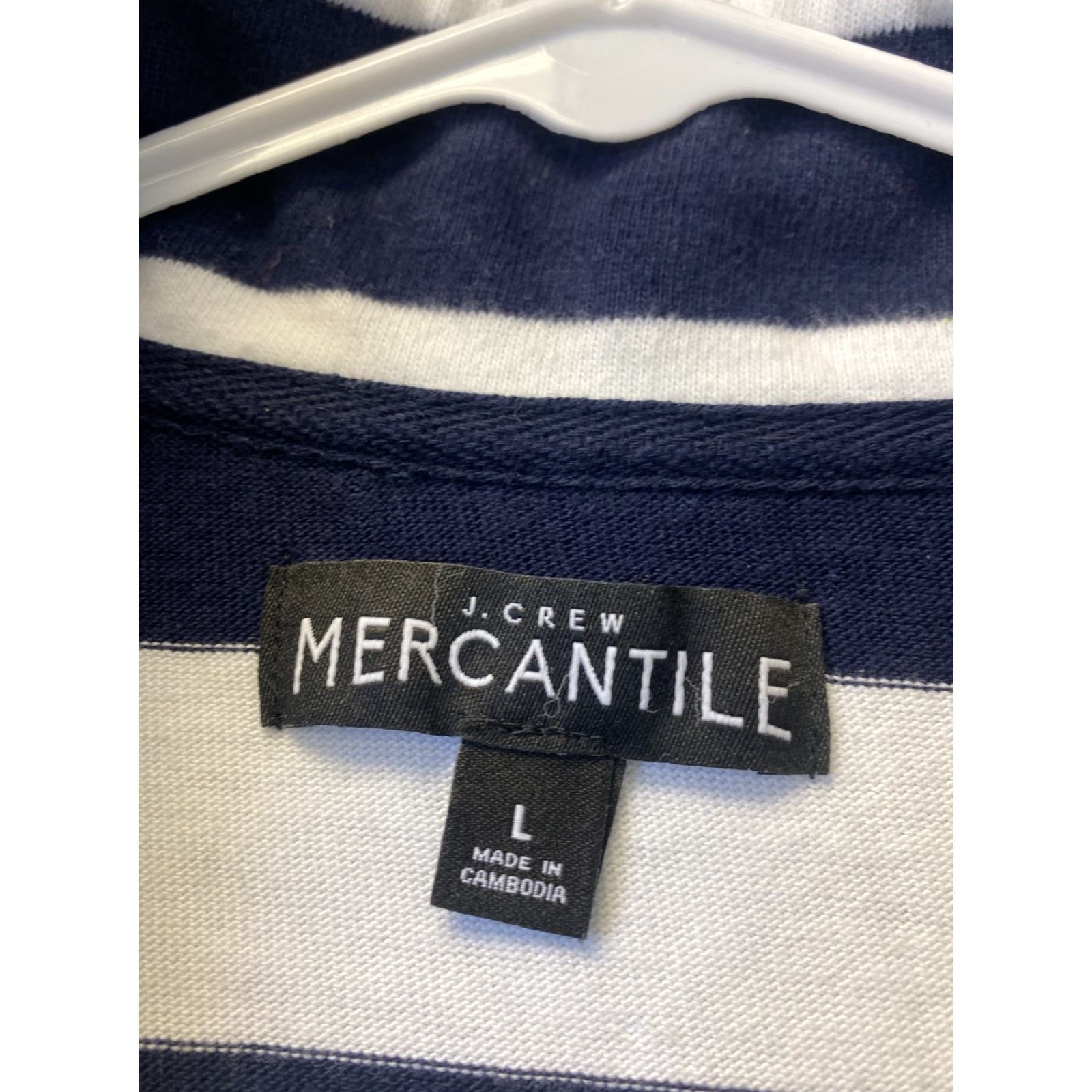 Vintage J Crew Women's Sweater Long Sleeve Mock Neck 1/4 Zip Pullover Casual Fall Winter Blue White 90s Size L / US 10 / IT 46 - 4 Thumbnail