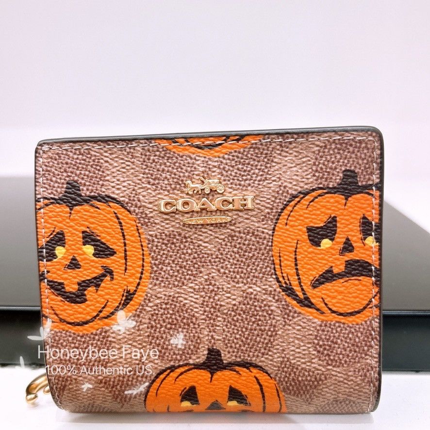 Coach Snap Wallet In Signature Canvas With Halloween Print CCR19 Size ONE SIZE - 1 Thumbnail