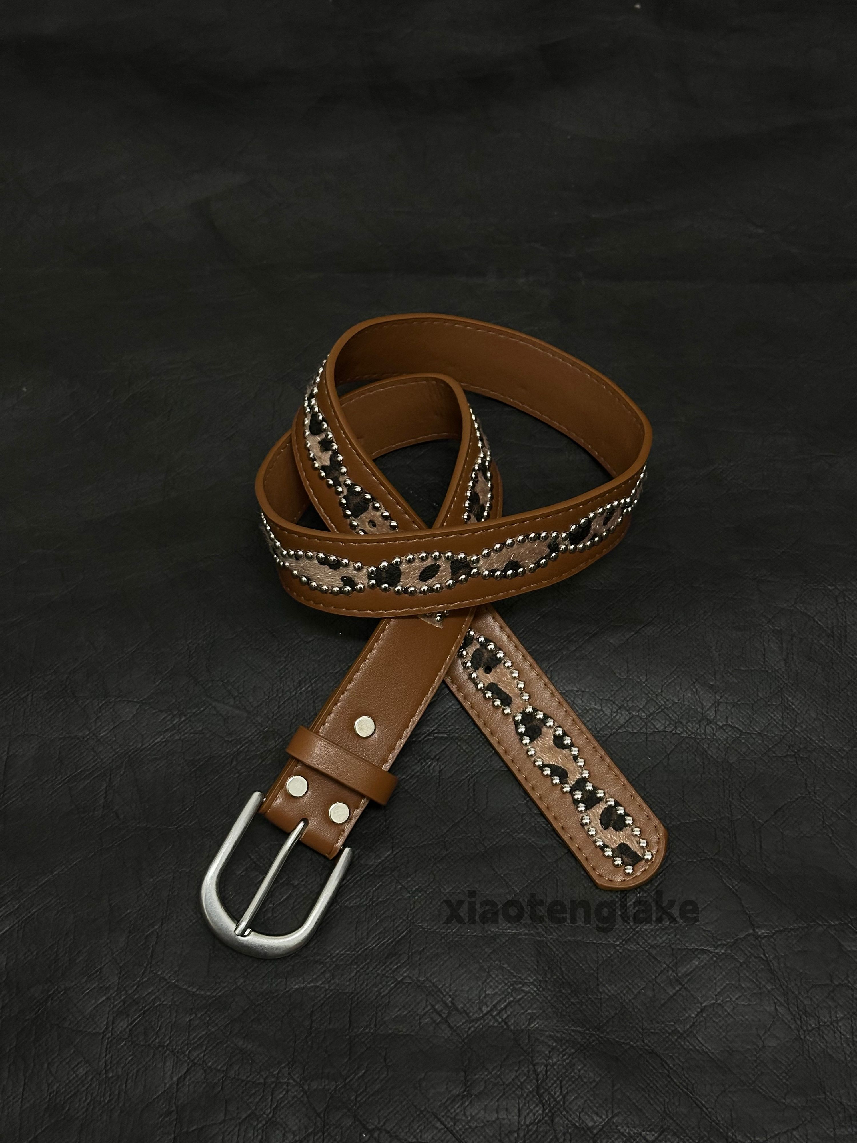 Japanese Brand Utility punk grunge rivet patchwork pattern leopard belt Size ONE SIZE - 2 Thumbnail