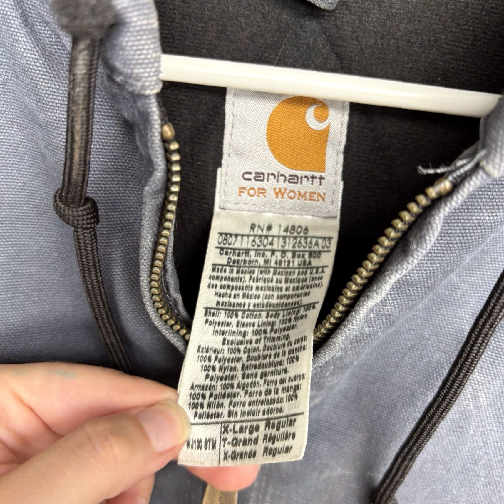 Carhartt VINTAGE Carhartt Jacket Womens XL Hooded Blue Faded Canvas Workwear Bomber Jacket Womens XL Blue Carhartt STM 1990 Size XL / US 12-14 / IT 48-50 - 3 Thumbnail