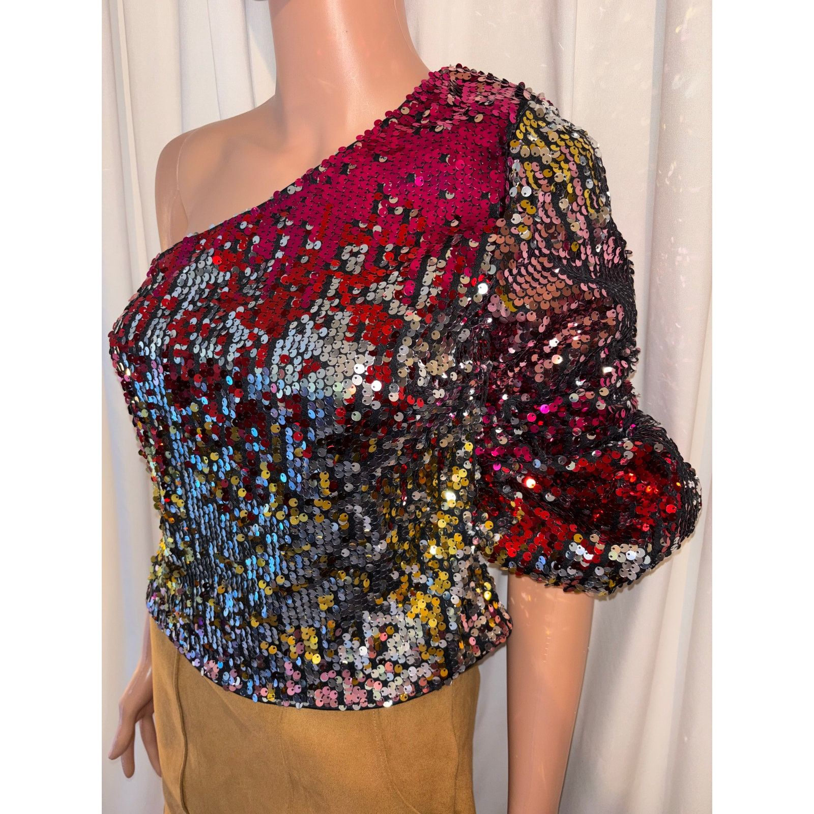 Shein SHEIN One Shoulder Colorful Top Size Medium Size M / US 6-8 / IT 42-44 - 3 Thumbnail