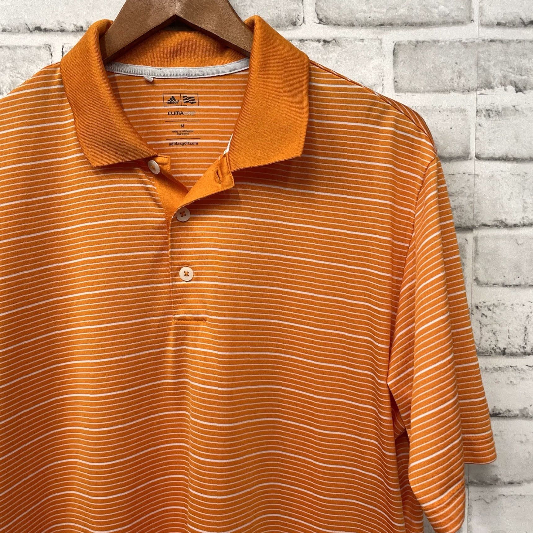 Adidas Adidas Climalite Polo Shirt Mens M Orange Striped Athletic Stretchy Shirt Size US M / EU 48-50 / 2 - 2 Thumbnail