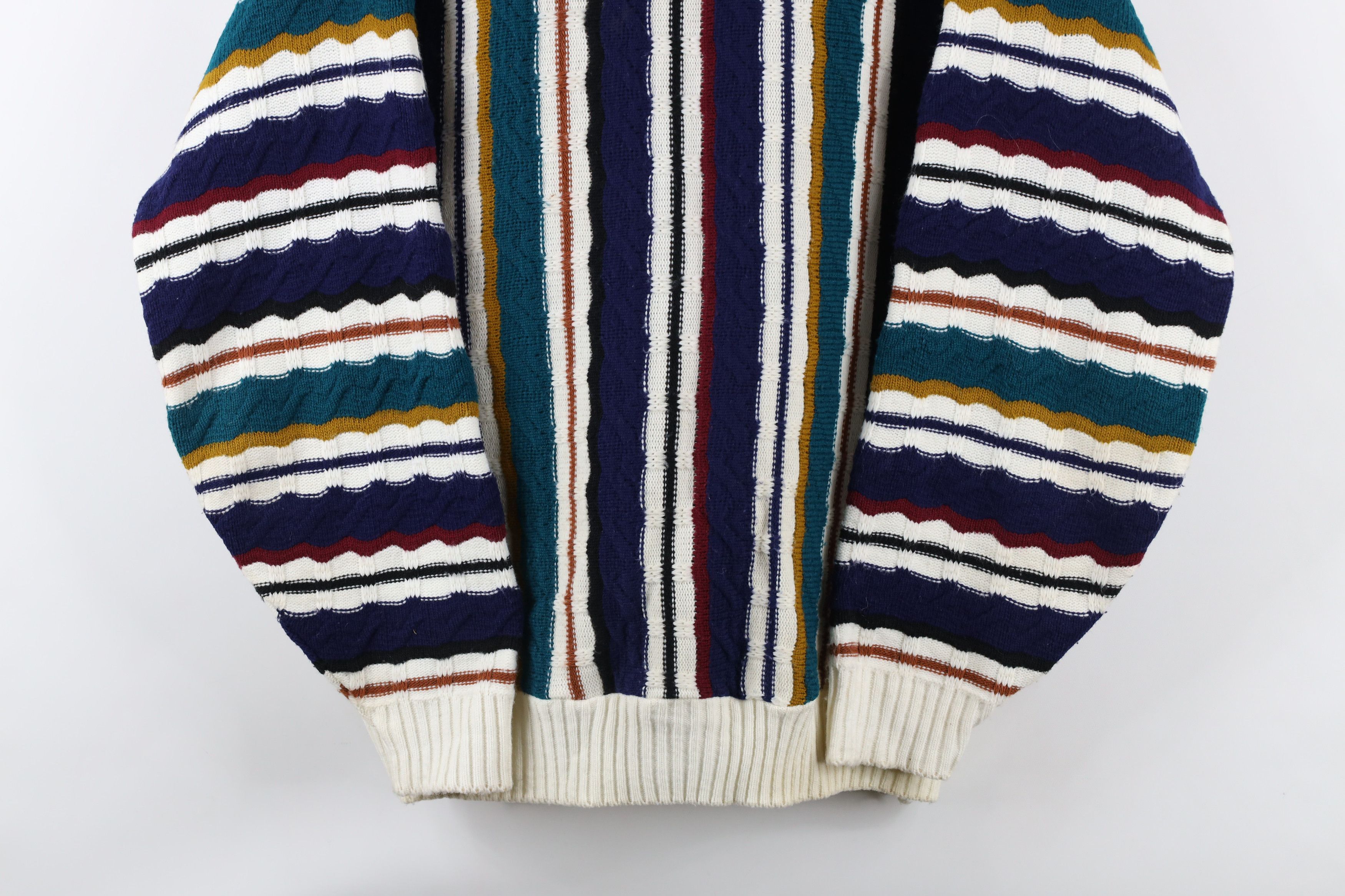 Vintage Vintage 90s Coogi Style Rainbow Striped Knit Sweater USA Size US L / EU 52-54 / 3 - 3 Thumbnail
