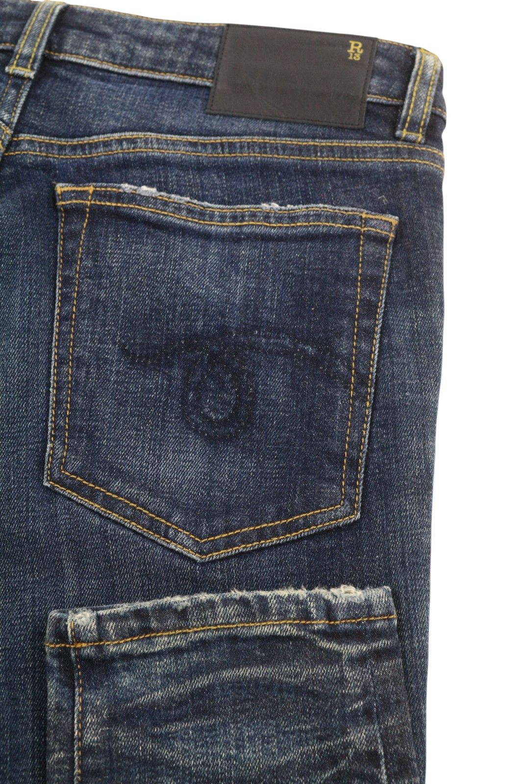 R13 KATE 27 Skinny Ankle Zip Fly Faded Washed Dark Blue 85425 Size 27" / US 4 / IT 40 - 9 Thumbnail