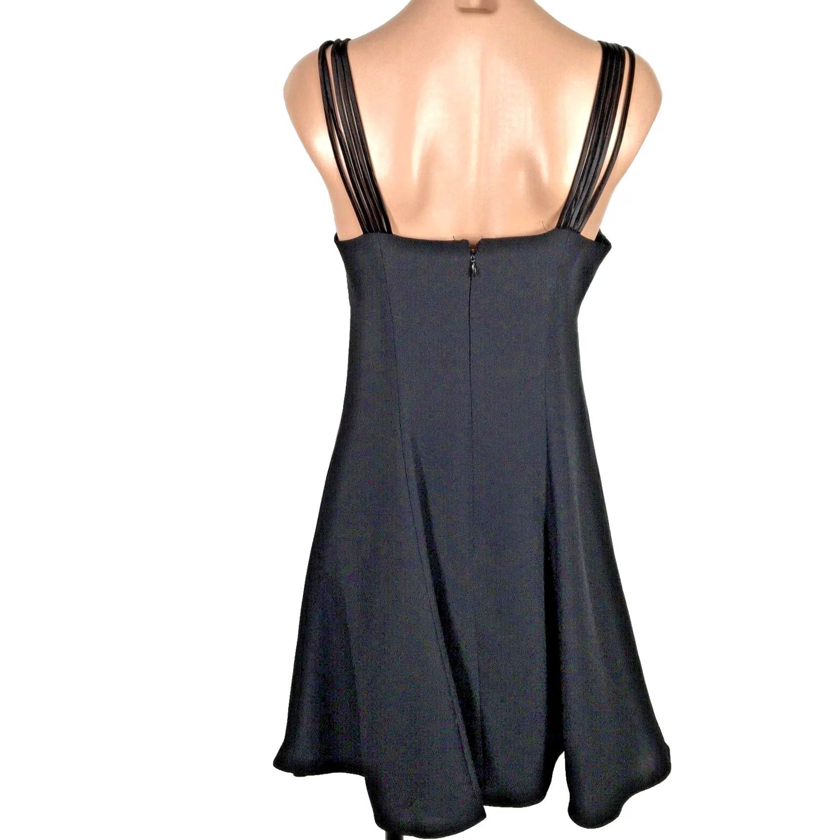 Vintage VINTAGE Collections Dress Womens 10 Black 90s Strappy Sleeveless Sweetheart Chiffon LBD Eveningwear Size L / US 10 / IT 46 - 2 Thumbnail