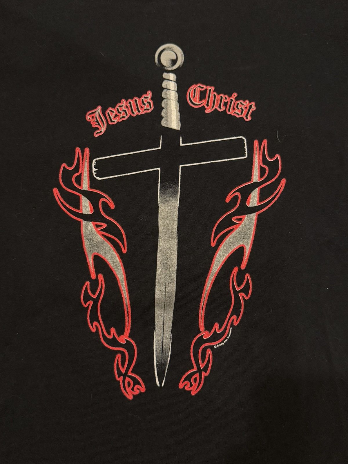 Vintage Vintage Jesus Christ Flame Sword black long sleeve Y2K Size US L / EU 52-54 / 3 - 1 Thumbnail