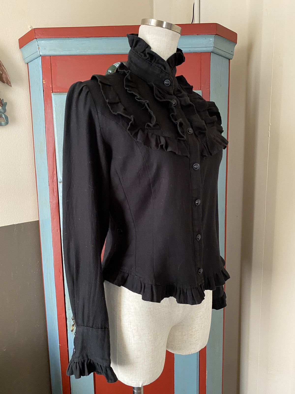 Designer × Japanese Brand Innocent World Y2K Punk Black Ruffle Collar Shirt Size S / US 4 / IT 40 - 10 Thumbnail